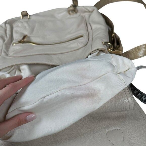 Genuine Leather CC Skye Onie Messenger Crossbody Bag Snake Embossed in Beige Size ONE SIZE - 3 Thumbnail