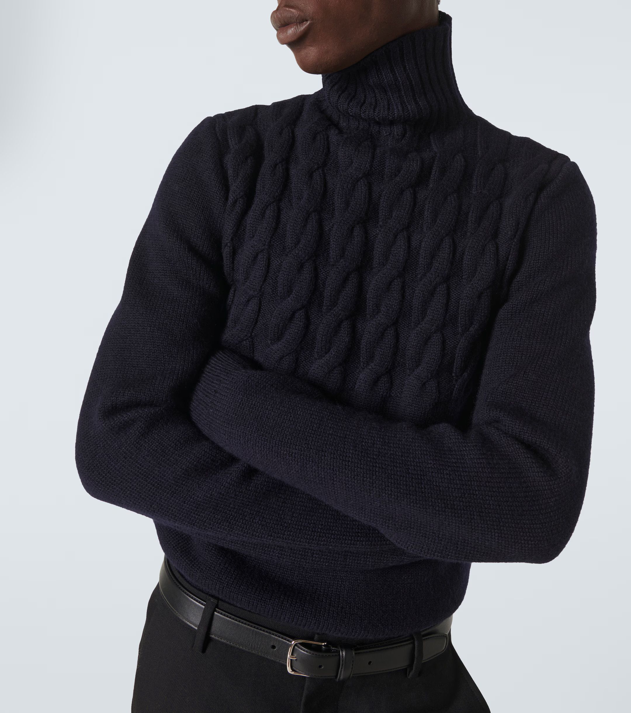 Maison Margiela o1s22i1n1024 Braided Wool Turtleneck Sweater in Blue Size US L / EU 52-54 / 3 - 5 Thumbnail