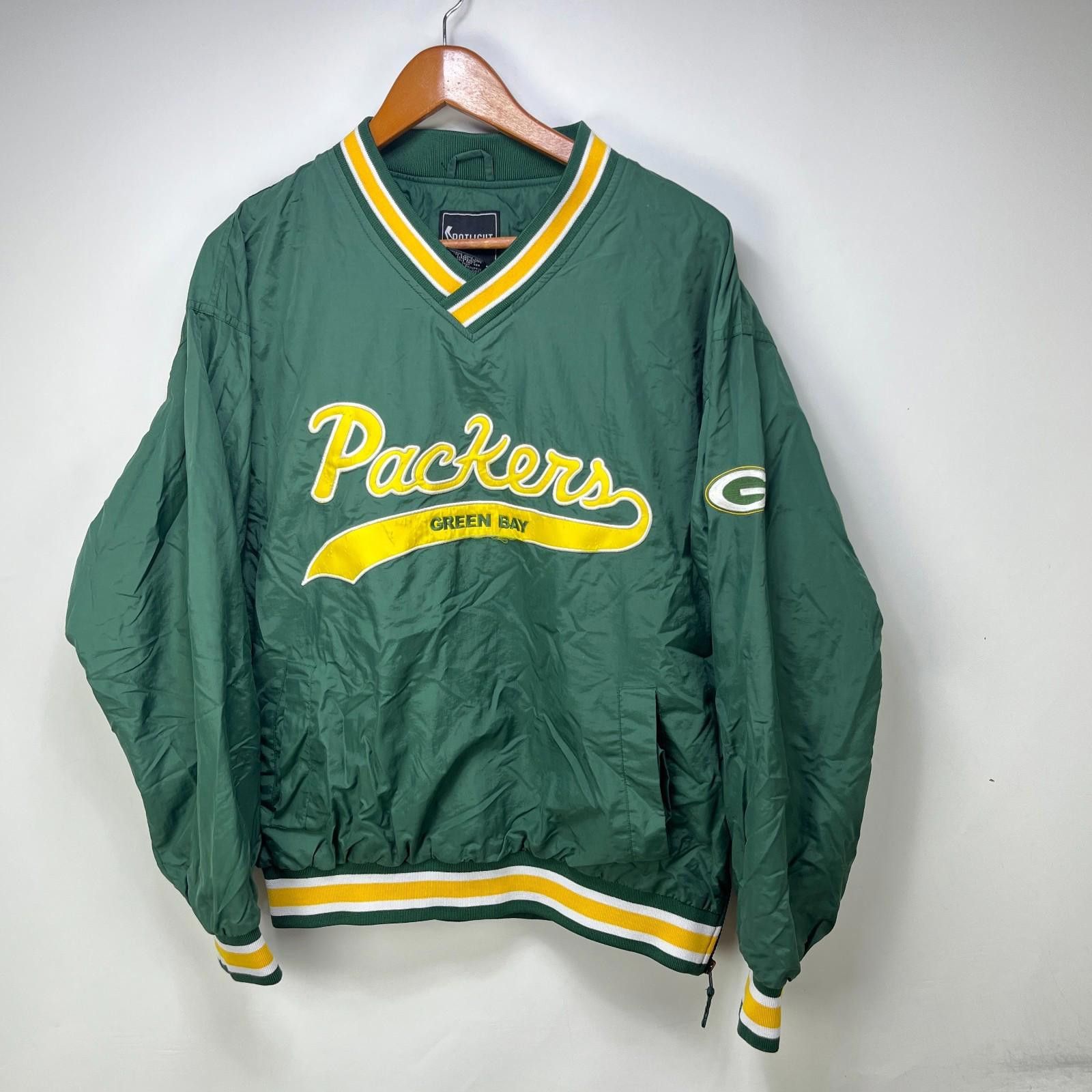 Designer Vintage 90s Green Bay Packers NFL Pullover Jacket Large Size ONE SIZE - 1 Thumbnail