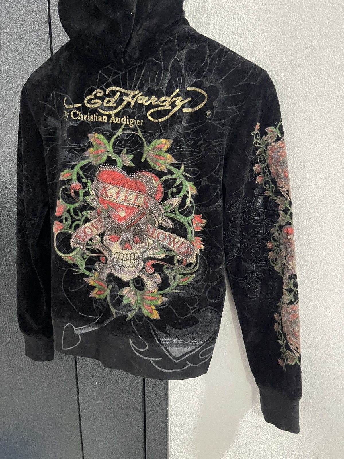 Ed Hardy Ed Hardy by Christian Audigier Velvet Hoodie Size M / US 6-8 / IT 42-44 - 10 Thumbnail