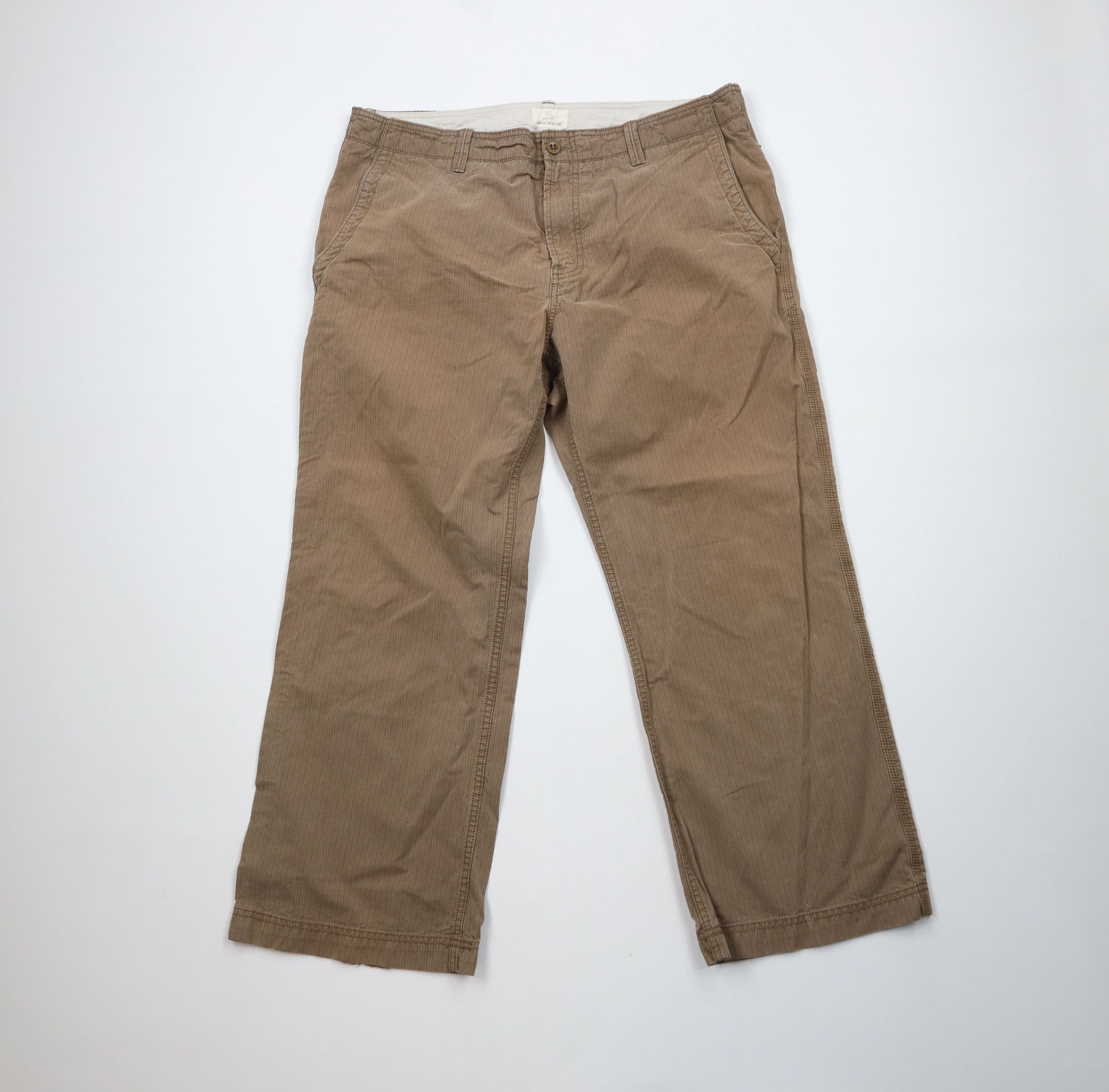 Gap × Vintage Vintage Gap Pinstriped Wide Leg Bootcut Chino Pants Brown Size US 38 / EU 54 - 1 Thumbnail