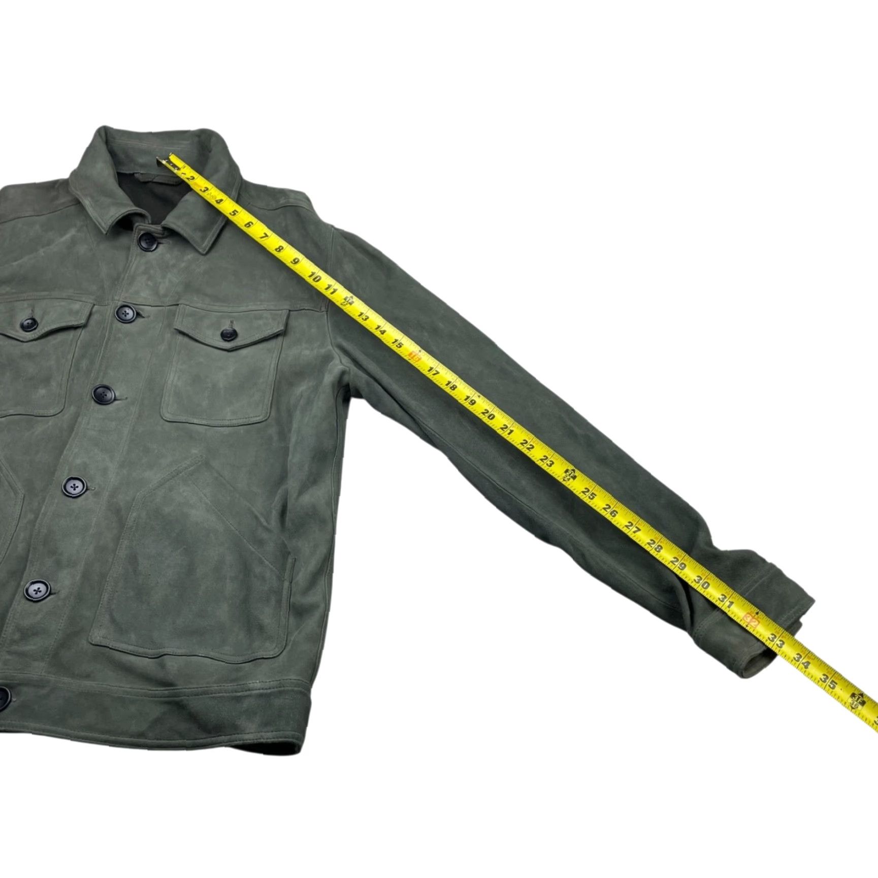 Mr P. Mr P. Men’s 100% Goat Suede Trucker Jacket Green Large Size US L / EU 52-54 / 3 - 7 Thumbnail