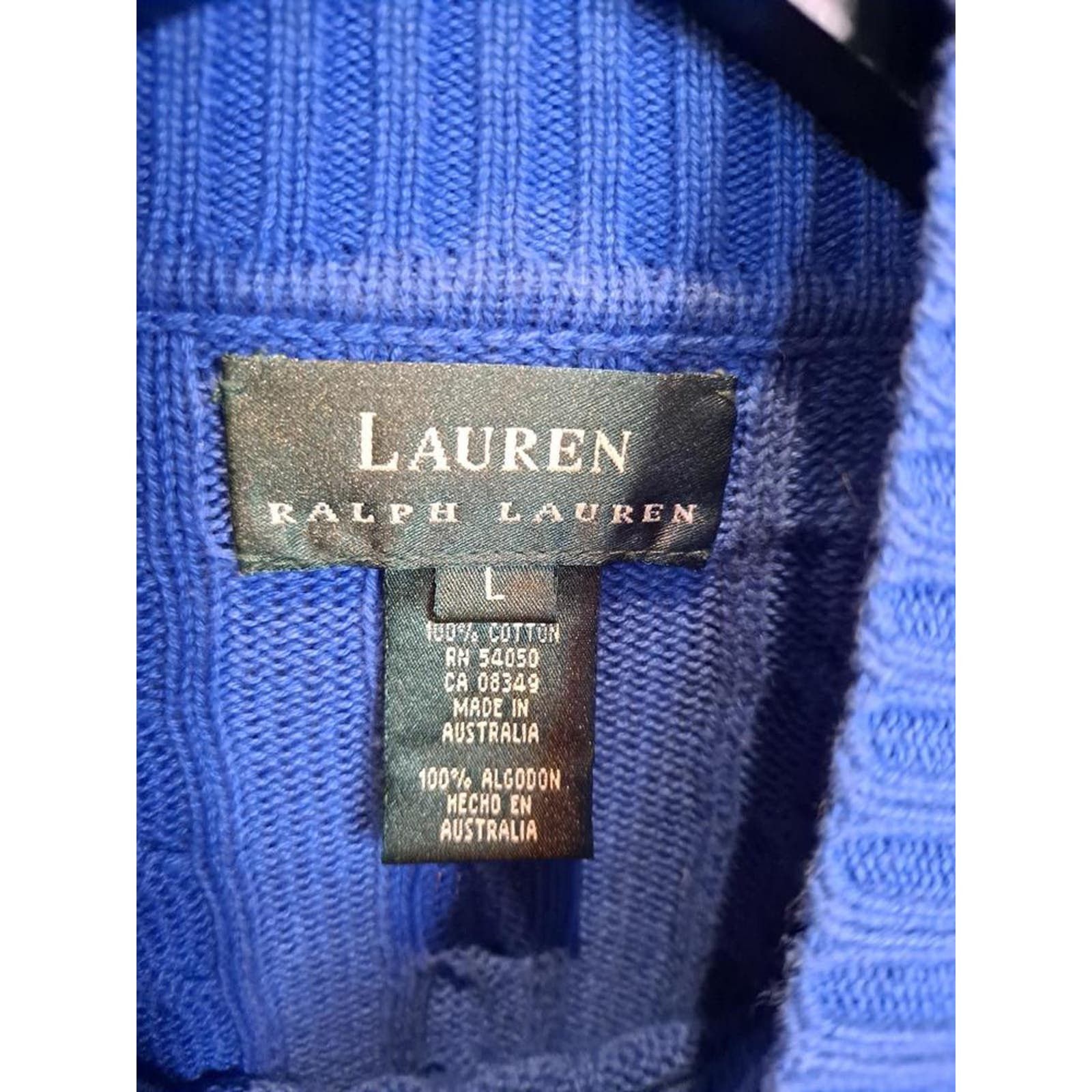 Lauren Ralph Lauren Lauren By Ralph Lauren Blue Cable Knit Cowl Neck Sweater Size L / US 10 / IT 46 - 3 Thumbnail