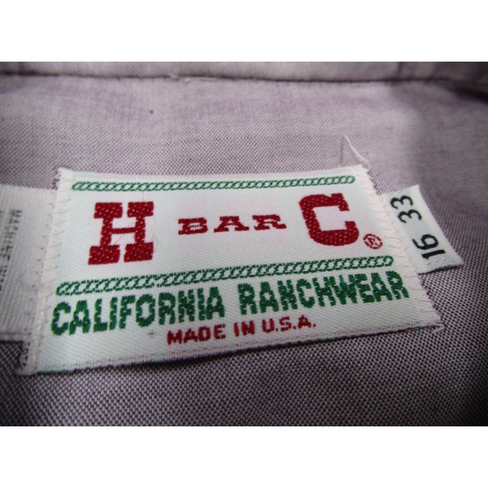 Vintage VINTAGE H Bar C Shirt Mens 16 33 Purple Button Up Rancher Yoke Made in USA Size US L / EU 52-54 / 3 - 3 Thumbnail
