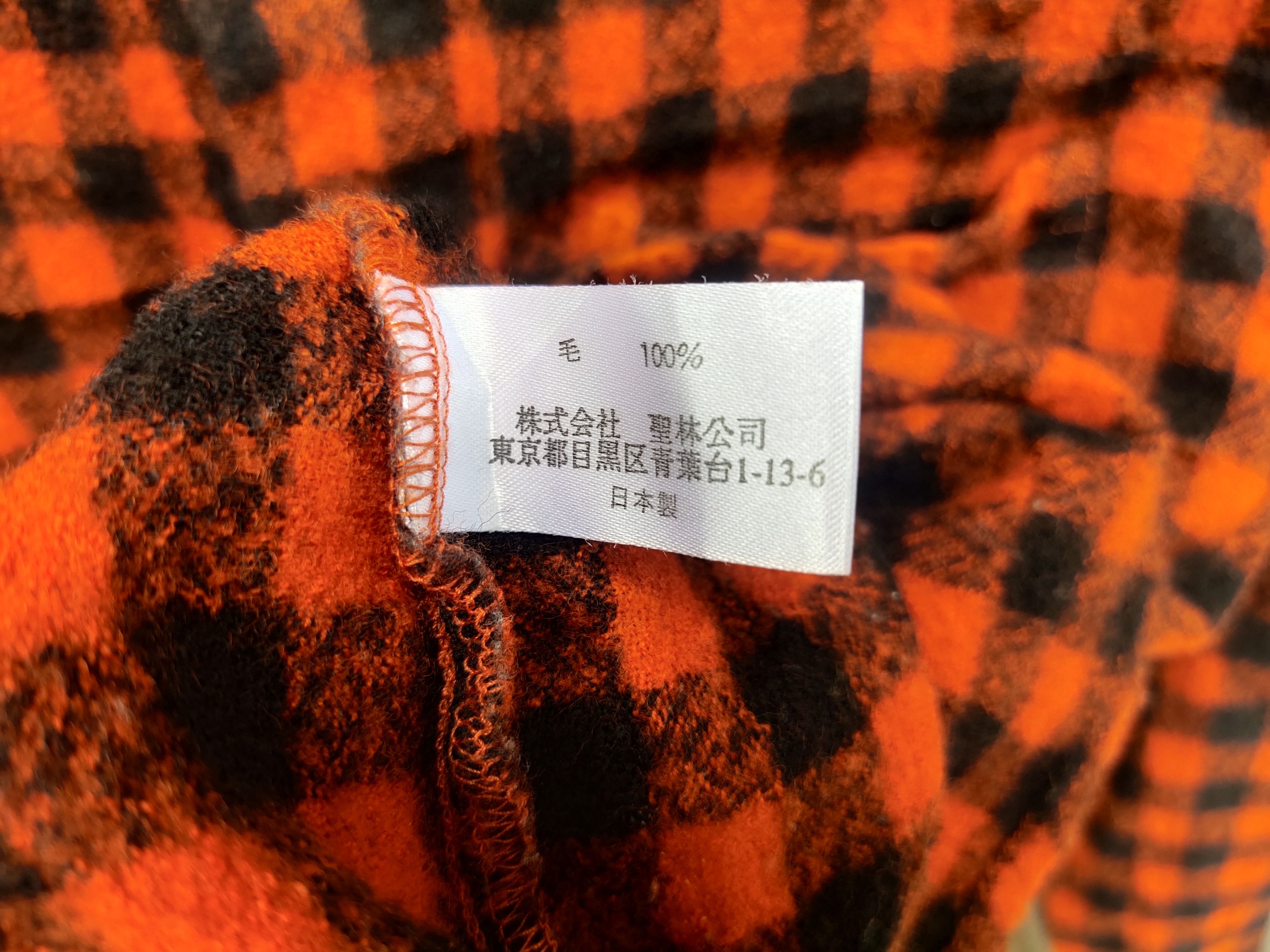 HOLLYWOOD RANCH MARKET (S249) HRM Hollywood Ranch Market Orange Buffalo Plaid Shirt Size XS / US 0-2 / IT 36-38 - 7 Thumbnail