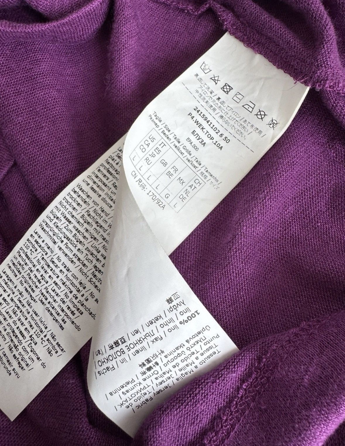 Weekend Max Mara Weekend Max Mara purple t-shirt 100% linen size L Size L / US 10 / IT 46 - 8 Thumbnail