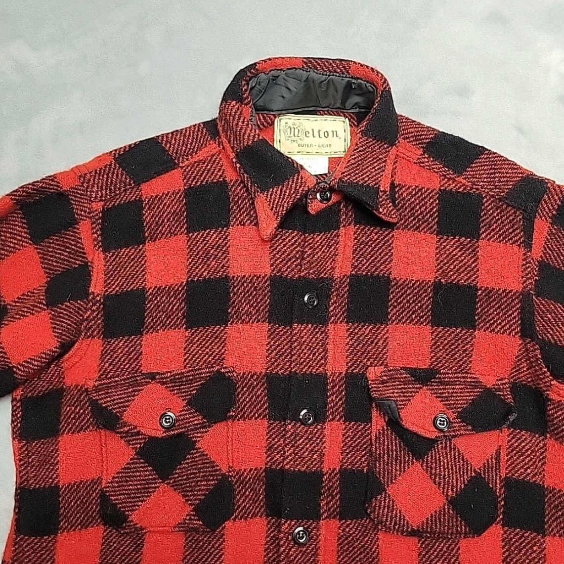 Vintage VINTAGE Melton Shirt Jacket Mens M Red Buffalo Plaid Wool Blend Outdoors Shirt Jacket Mens M Red Buffalo Plaid Wool Blend Outdoors Size US M / EU 48-50 / 2 - 2 Thumbnail