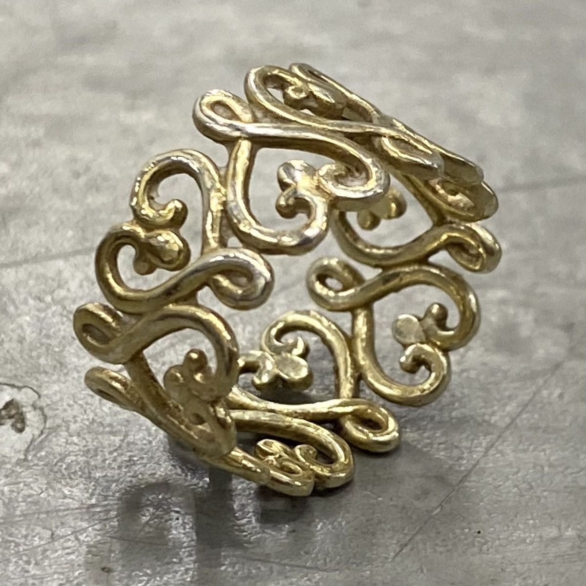 Japanese Brand × Kapital × Vintage Vtg Y2K Sterling Silver Gothic Twisted Heart Wide Band Ring Size ONE SIZE - 1 Thumbnail