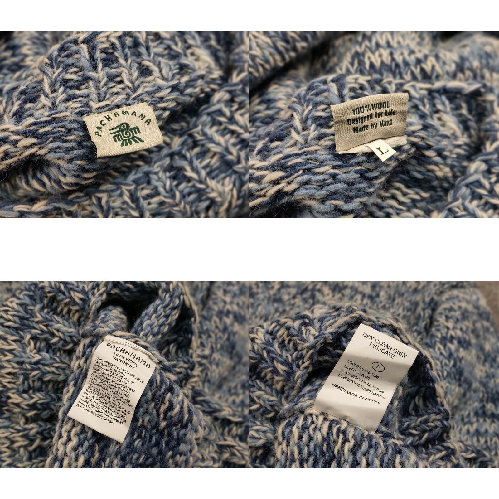 Vintage Pachamama Design Knit Wool Blue Pullover Sweater Size US L / EU 52-54 / 3 - 10 Thumbnail