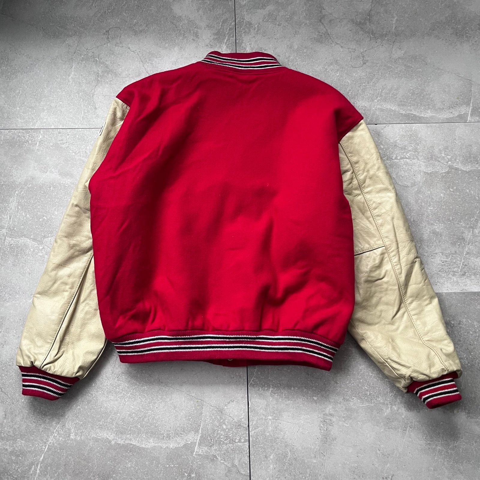 Vintage Vintage Elvis Presley Jacket – Red Wool / Cream Leather – XL Size US XL / EU 56 / 4 - 2 Thumbnail
