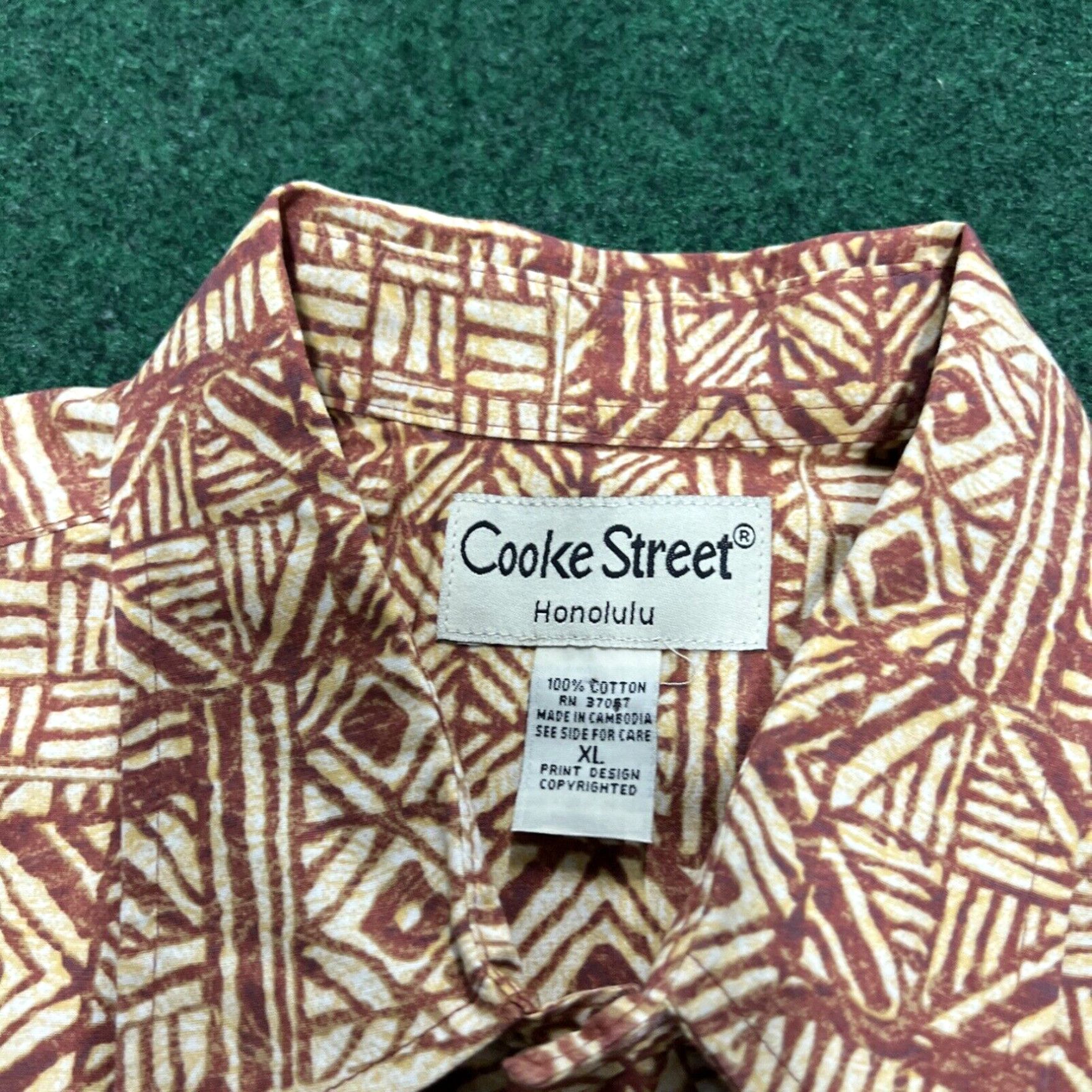 Vintage COOKE STREET Men's Size XL Print Orange Red Hawaiian Shirt Cotton Summer Beach Size US XL / EU 56 / 4 - 4 Thumbnail
