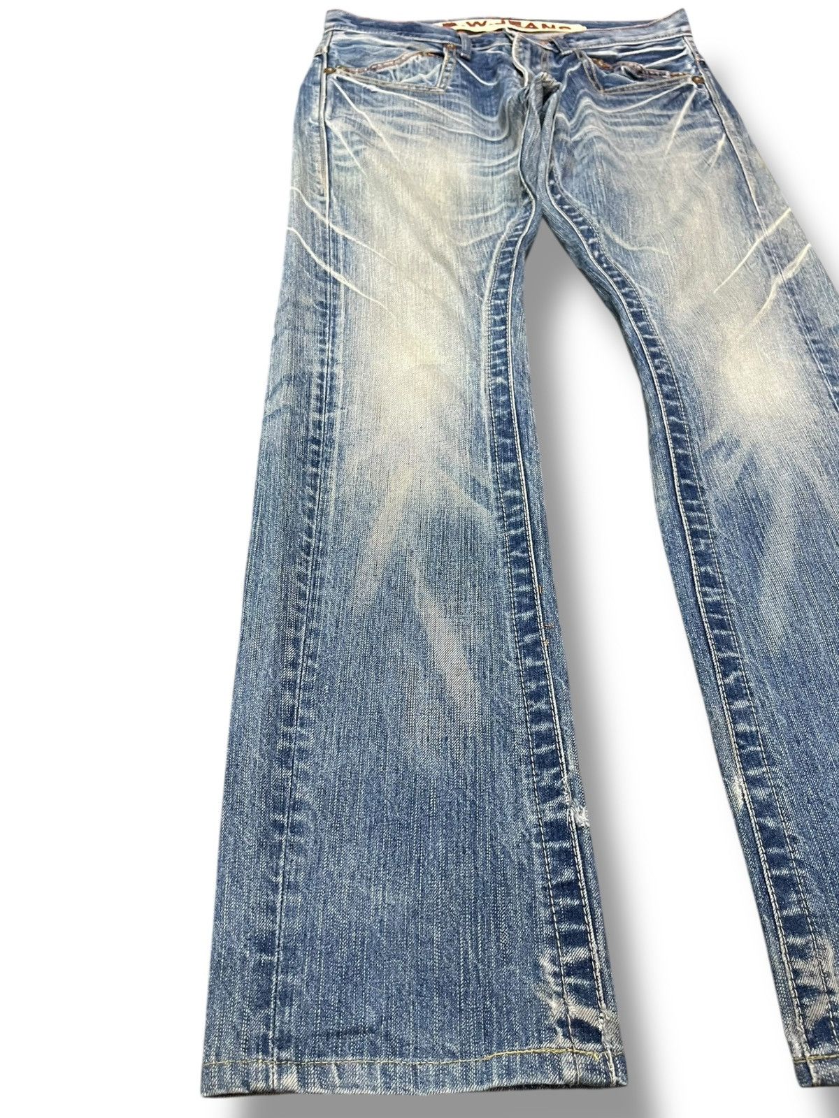 Japan Blue × Le Grande Bleu (L.G.B.) Vintage Blue Way Whiskers Grunge Faded Denim Size US 30 / EU 46 - 4 Thumbnail