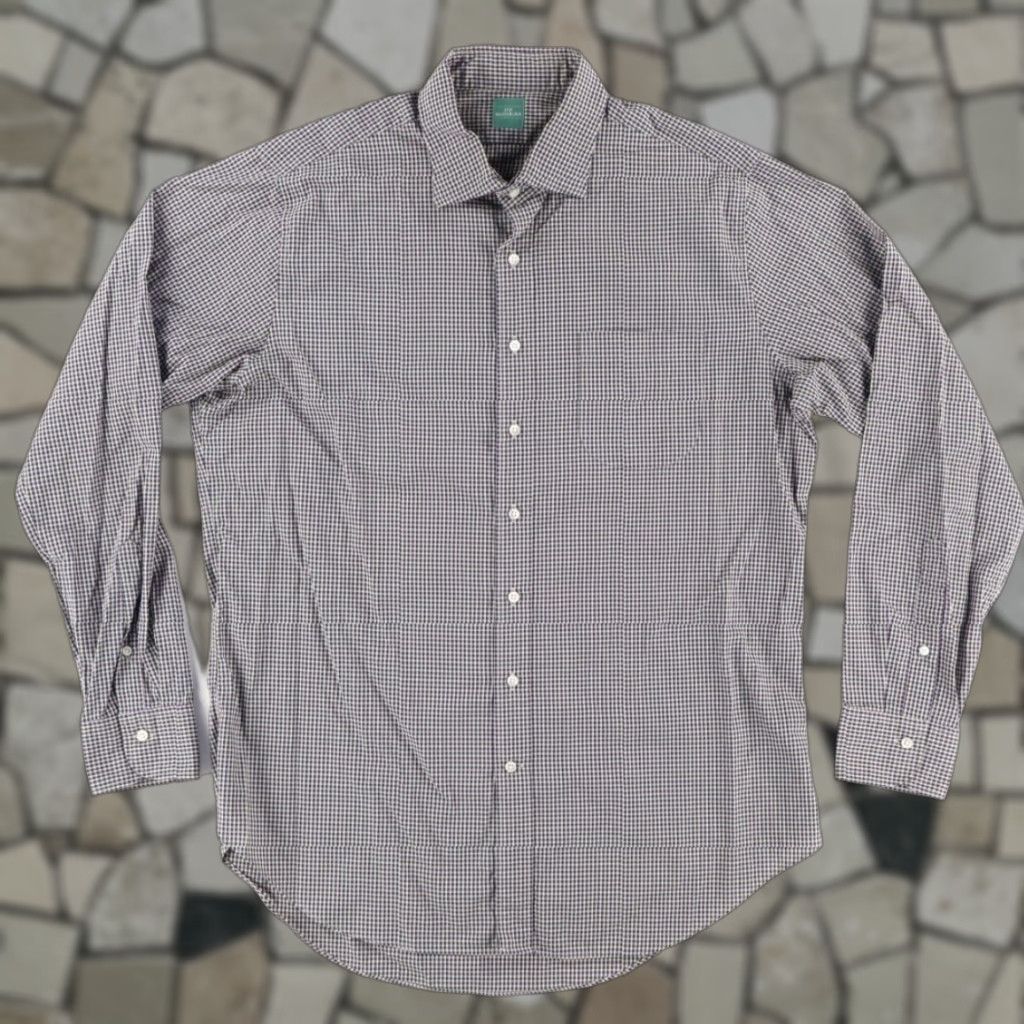 Sid Mashburn Sid Mashburn Dress Cotton Gingham Long Sleeve Button Up Shirt Navy Men's L Size 42R - 1 Thumbnail