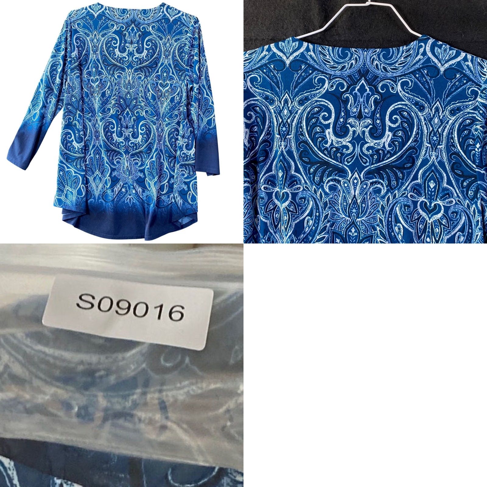 Vintage Chicos Womens Blouse Blue Geometric Paisley V Neck Tunic Stretch S Regular Retailed Size S / US 4 / IT 40 - 8 Thumbnail