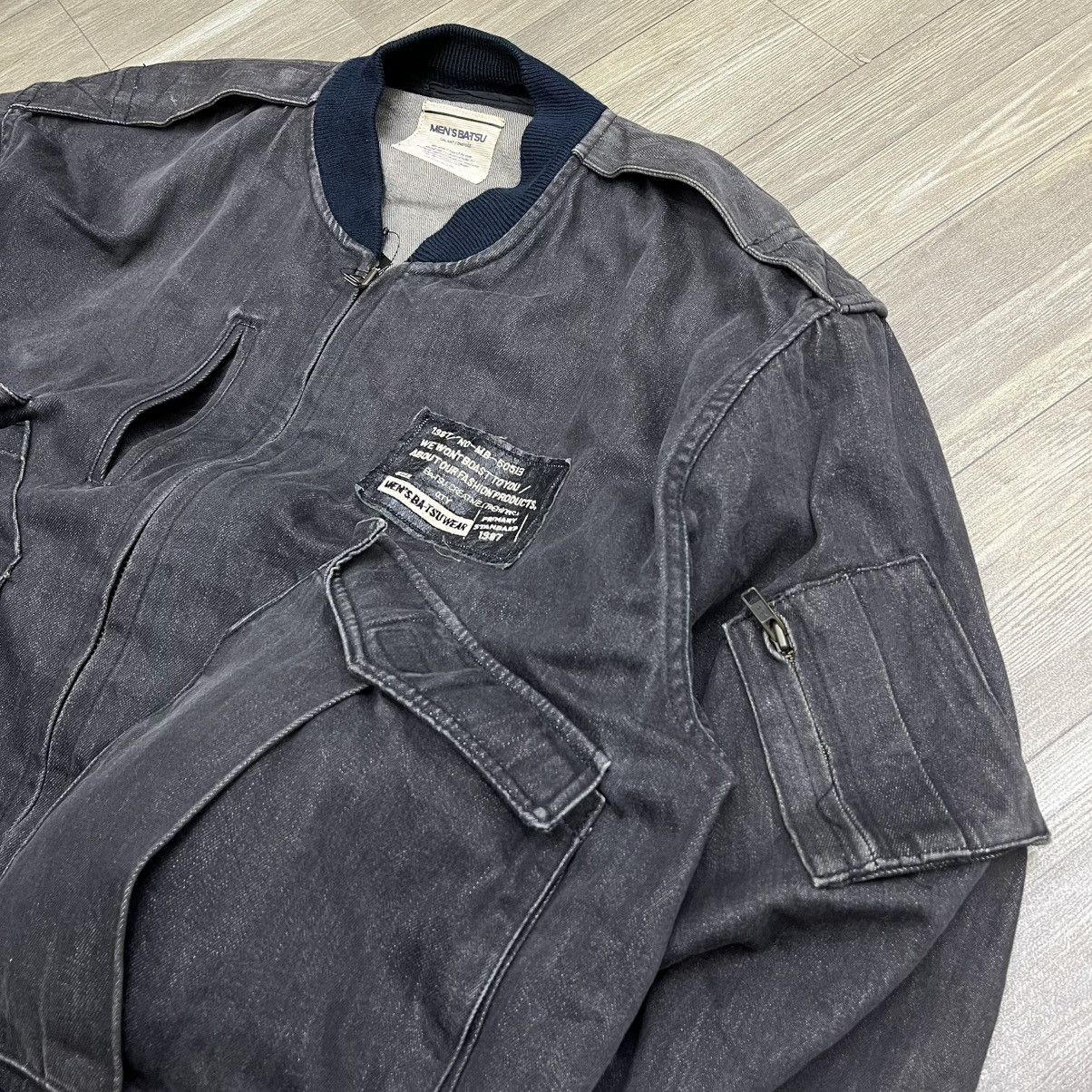 Japanese Brand × Vintage 1987s Mens Batsu CWU 45/P Denim Military Style Bomber Jacket Size US M / EU 48-50 / 2 - 3 Thumbnail