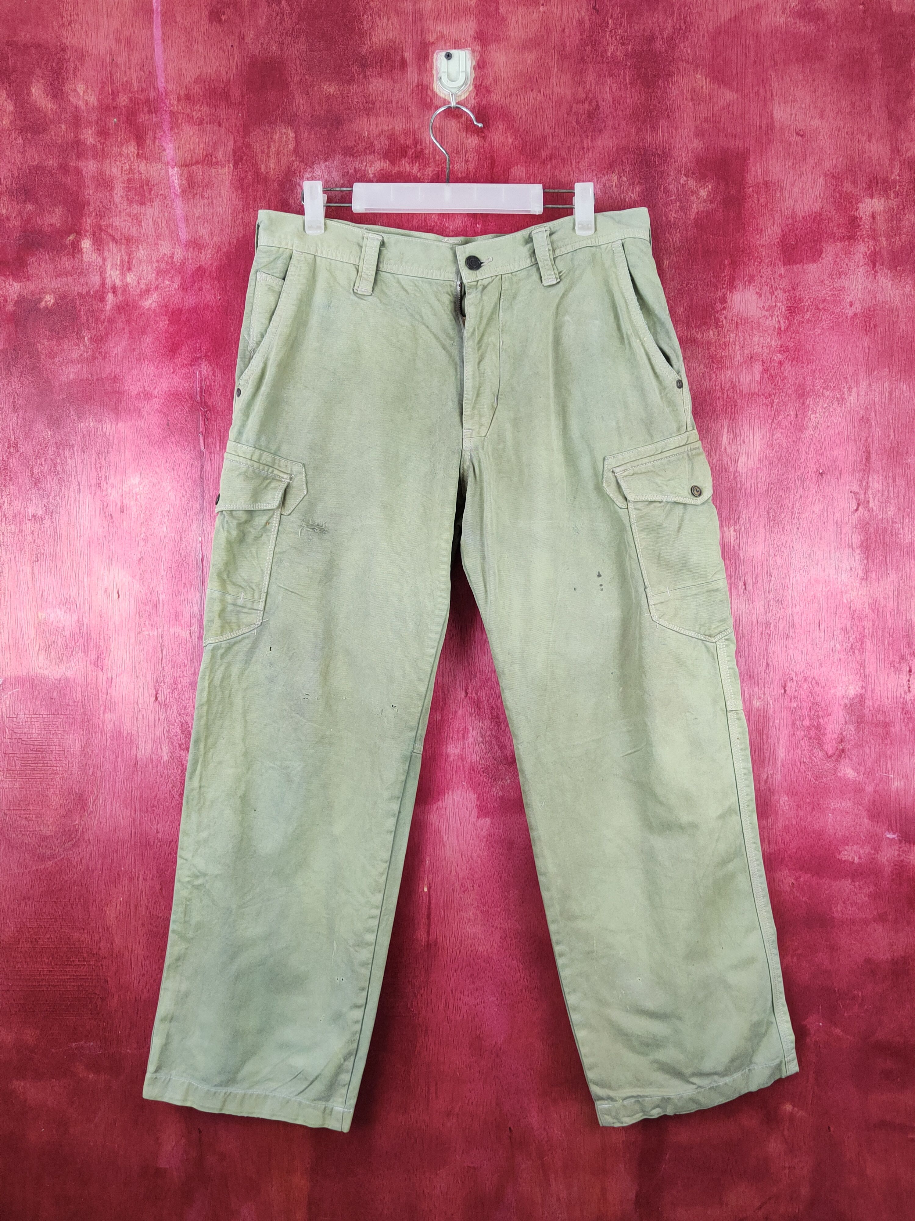 Japanese Brand Evenriver Green Faded Multipocket Cargo Pants #S2121 Size US 34 / EU 50 - 1 Thumbnail