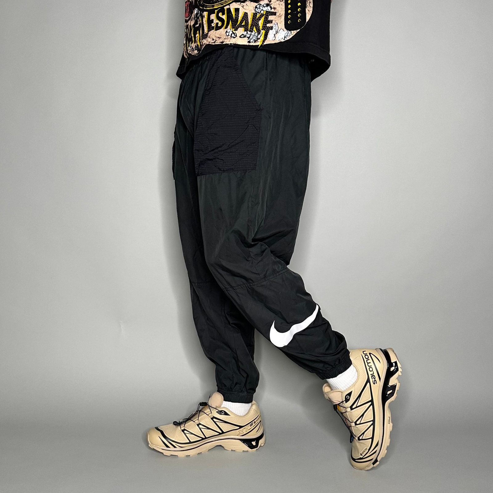 Crazy Nike Tactical Track Pants Jet Black Polyester Joggers