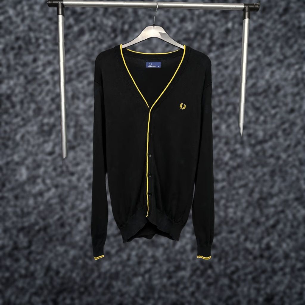 Fred Perry Fred Perry Vintage Cardigan Sweater Mens M Black Cotton Logo Shirt Size US M / EU 48-50 / 2 - 1 Thumbnail
