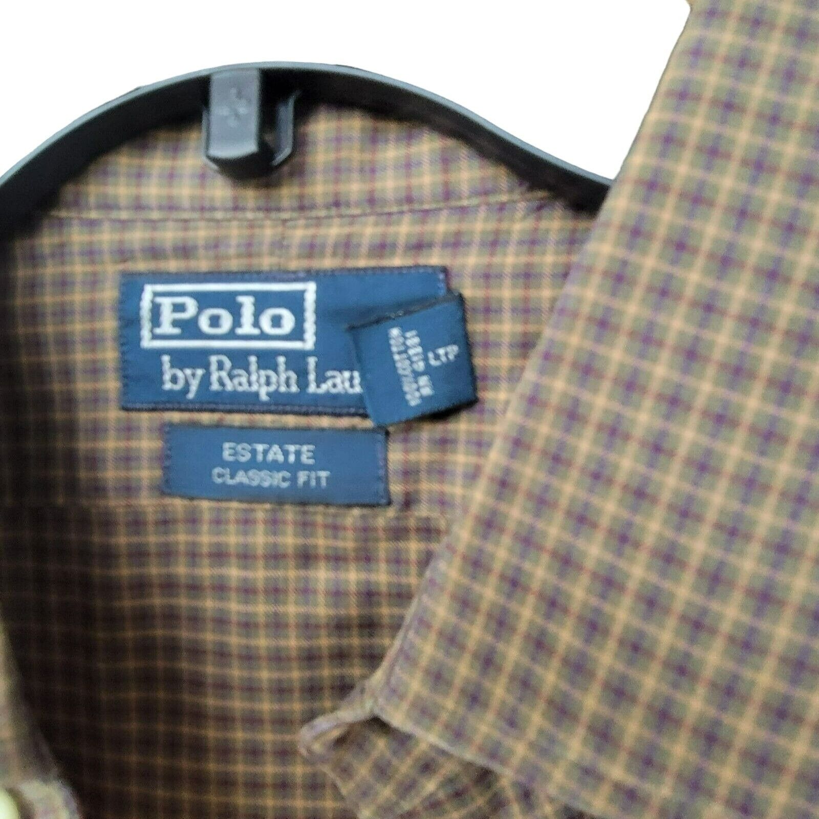 Polo Ralph Lauren ⭐Polo Ralph Lauren Size 16.5/L Men's Shirt Vintage Brown Pla Size US L / EU 52-54 / 3 - 3 Thumbnail