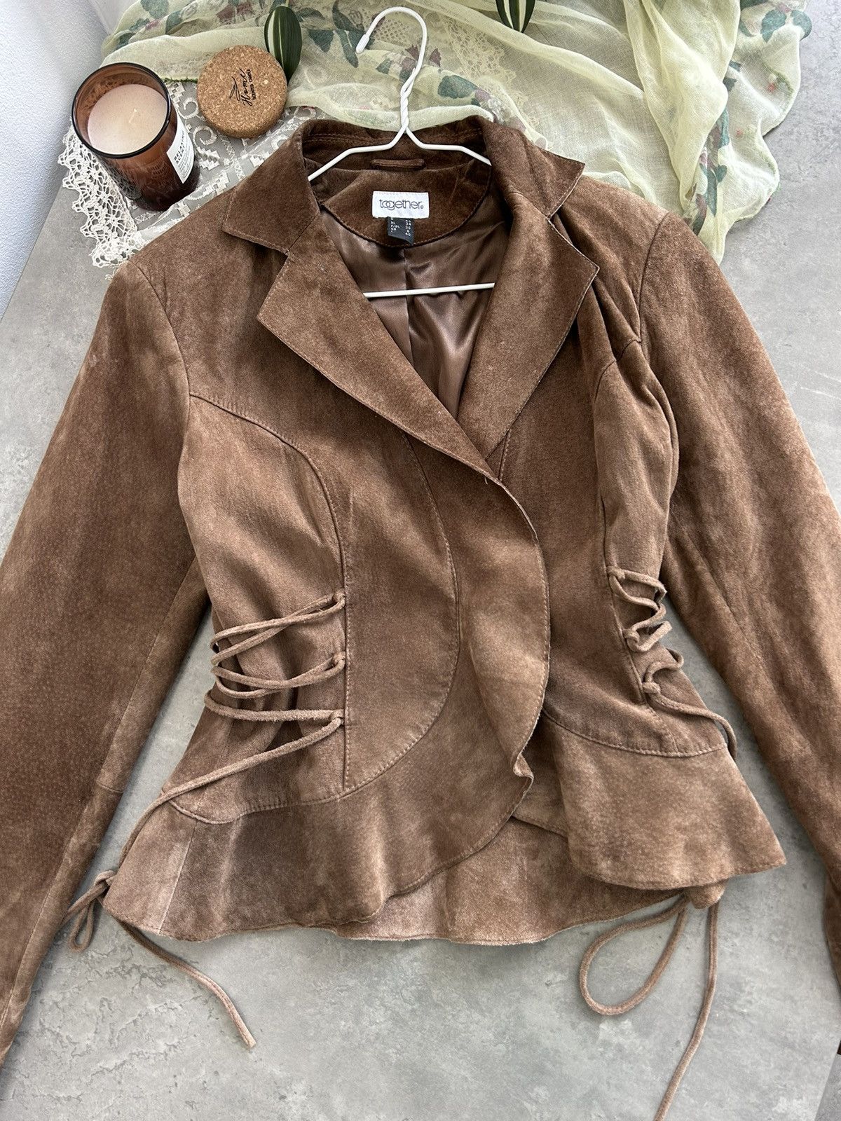 Japanese Brand × Vintage Suede Beautiful Rare Vintage Leather Jacket Brown Y2K Size S / US 4 / IT 40 - 8 Thumbnail
