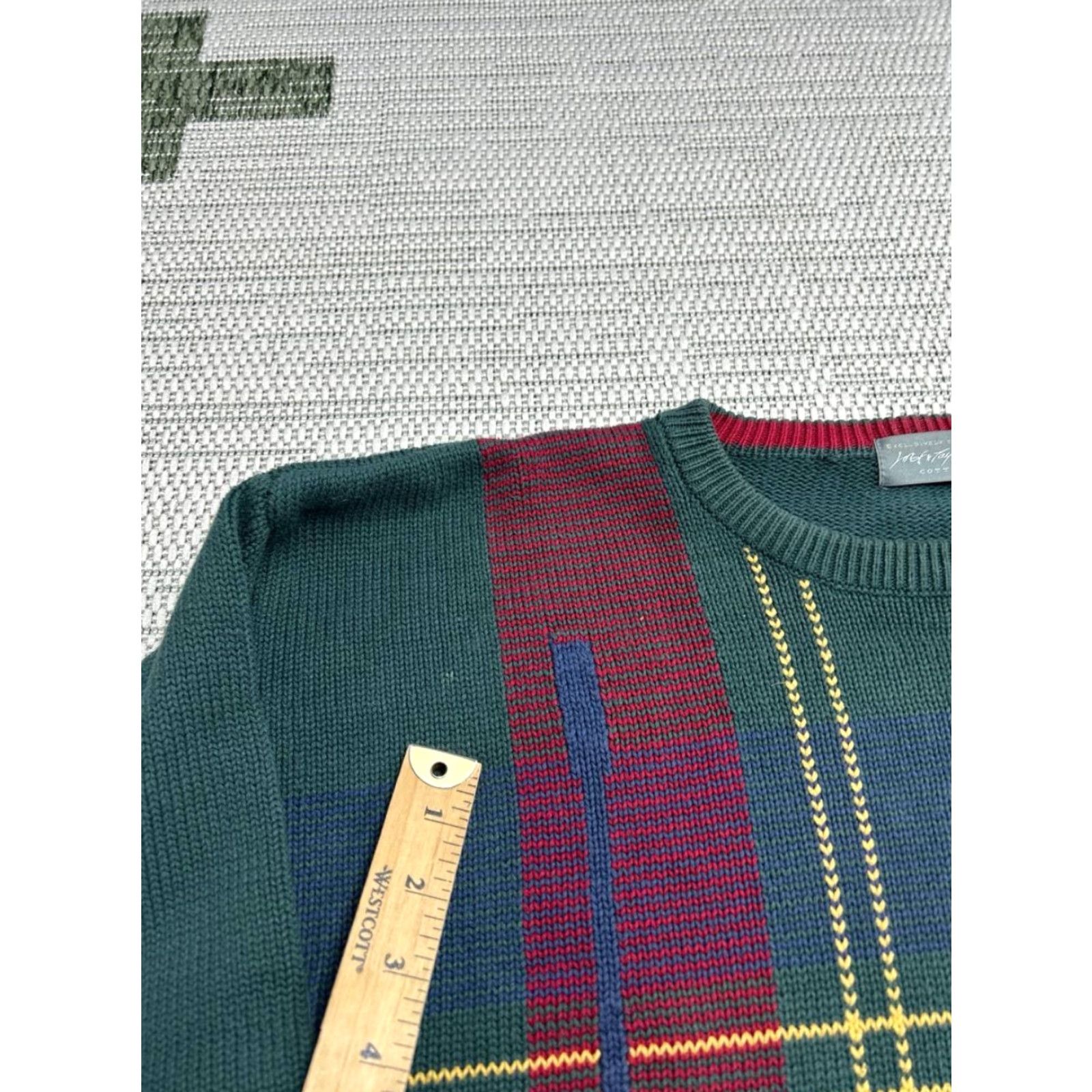 Vintage VINTAGE Joey Taylor Sweater Mens Medium Green Cotton Plaid Tight Knit Crew Neck Size US M / EU 48-50 / 2 - 4 Thumbnail