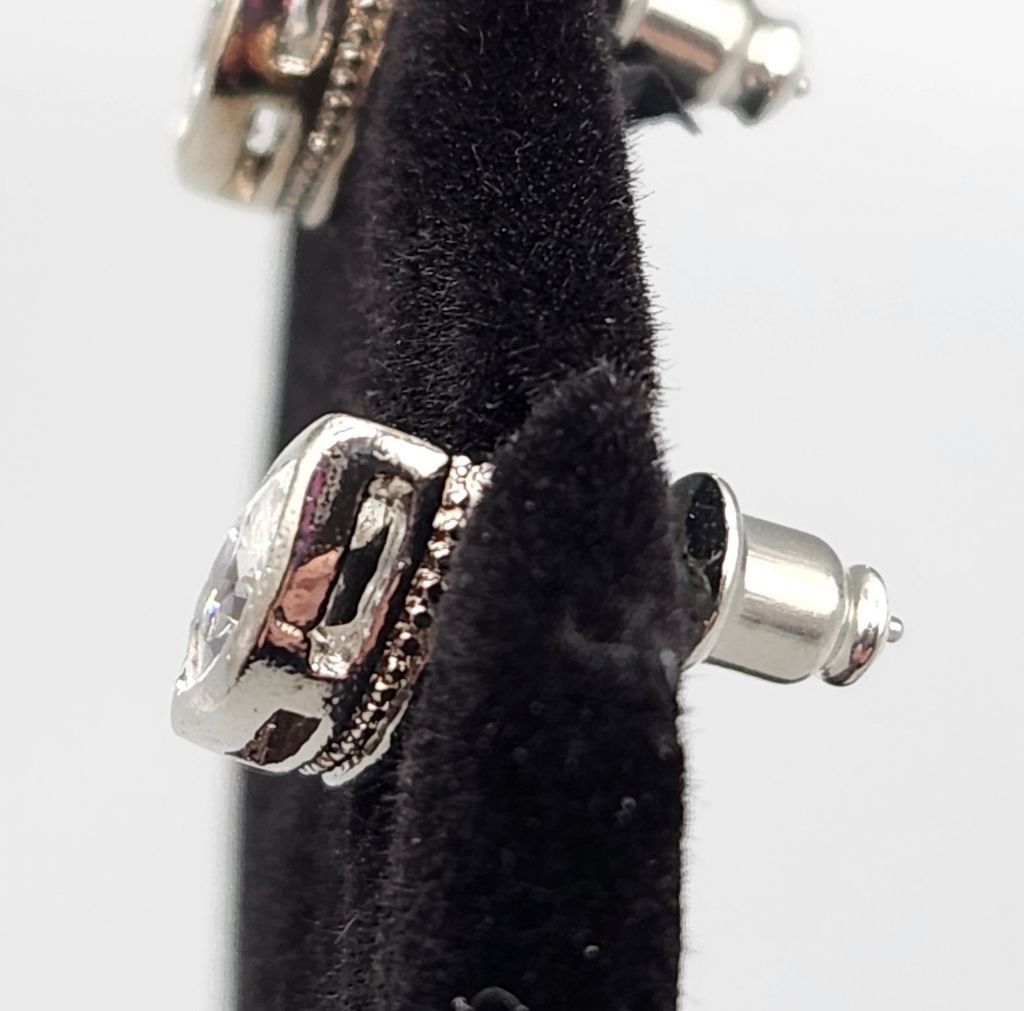 Designer Marquise Silver Plated Earrings Made with Swarovski Crystals Size ONE SIZE - 5 Thumbnail