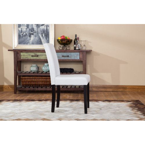 Designer × Homemade Urban Style Solid Wood Leatherette Padded Parson Chair, Whit Size US L / EU 52-54 / 3 - 3 Thumbnail