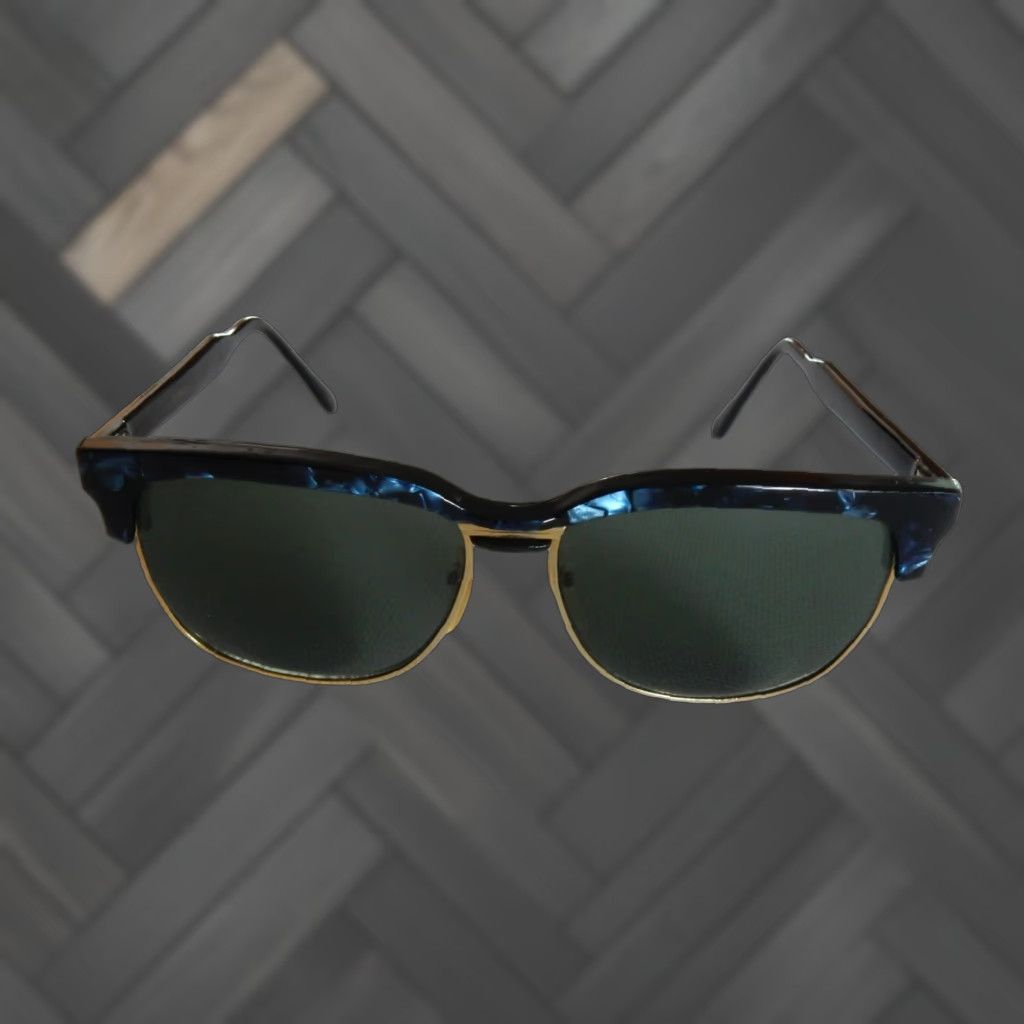 Vintage VINTAGE Unisex Adults Sunglasses Black-Blue-Gold 1980s Taiwan Made Size ONE SIZE - 1 Thumbnail