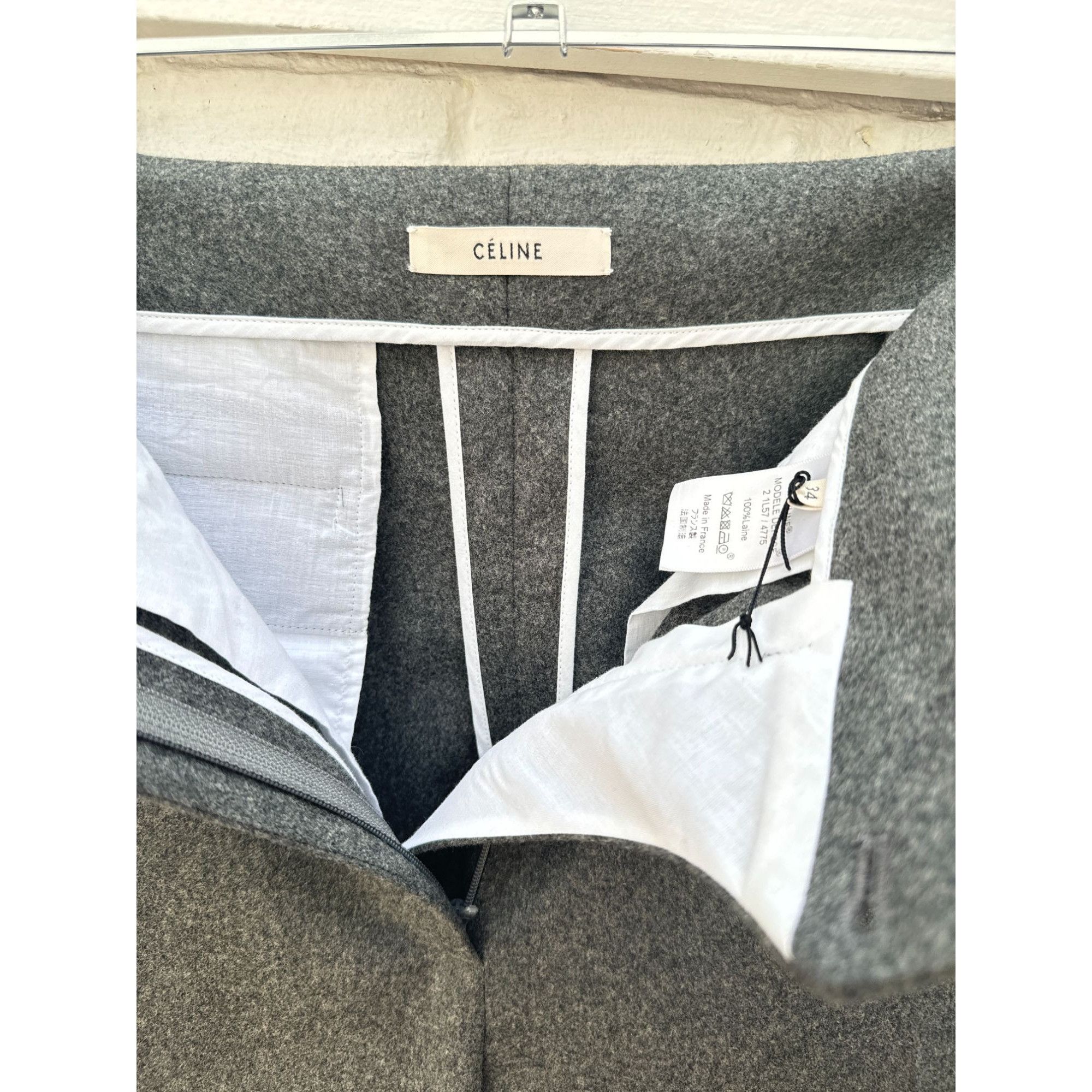 Celine Tailored Grey Wool Trousers Size 26" / US 2 / IT 38 - 5 Thumbnail