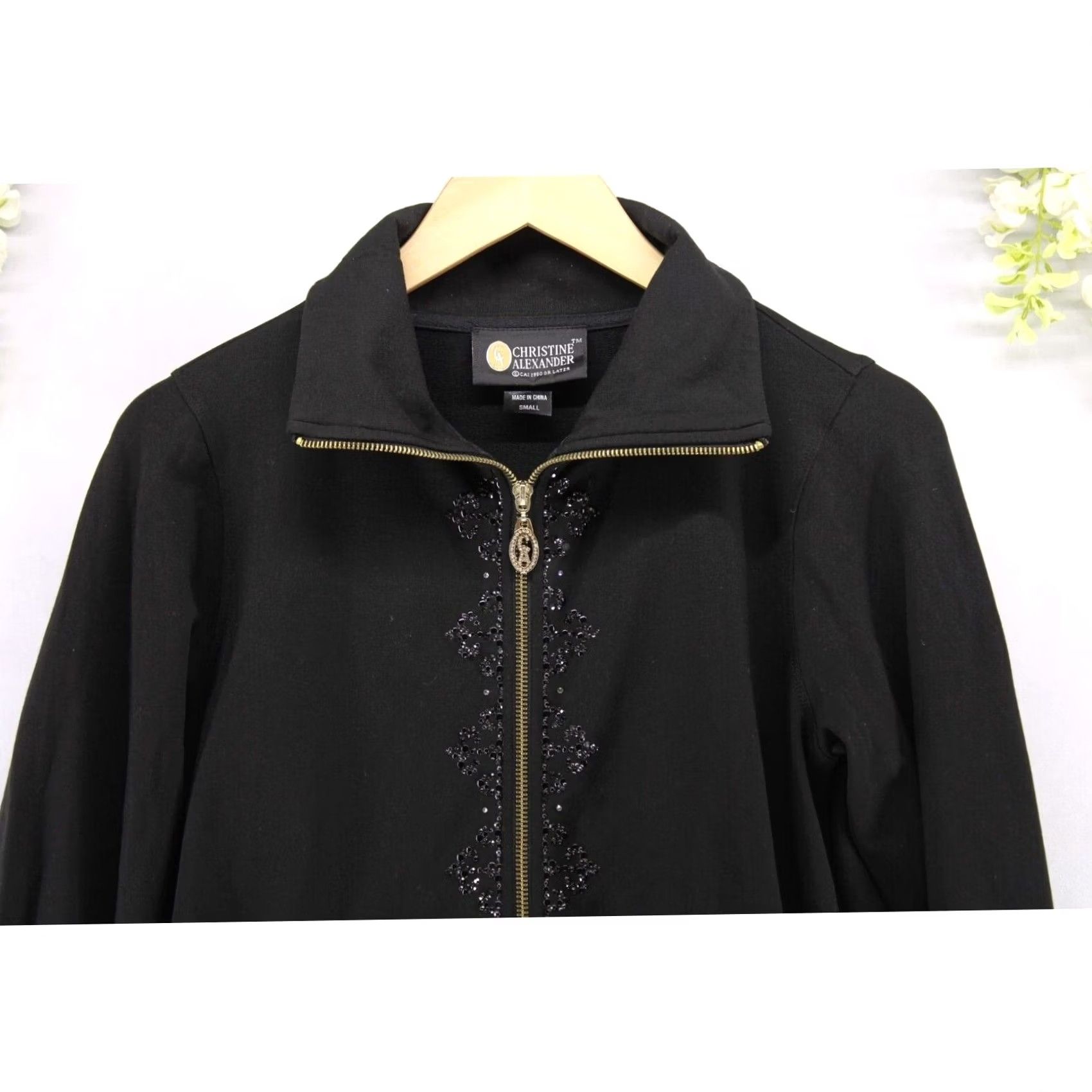 Vintage Christine Alexander Sweater Women's Small Black Embellished Zip Front Size S / US 4 / IT 40 - 4 Thumbnail