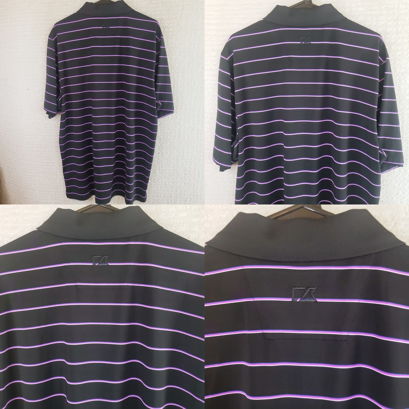 Cutter & Buck Cutter & Buck Men's L Black With Purple Stripe Polo Shirt Short Sleeve Button Closure Breathable Regular Fit Golf 90s Size US L / EU 52-54 / 3 - 8 Thumbnail