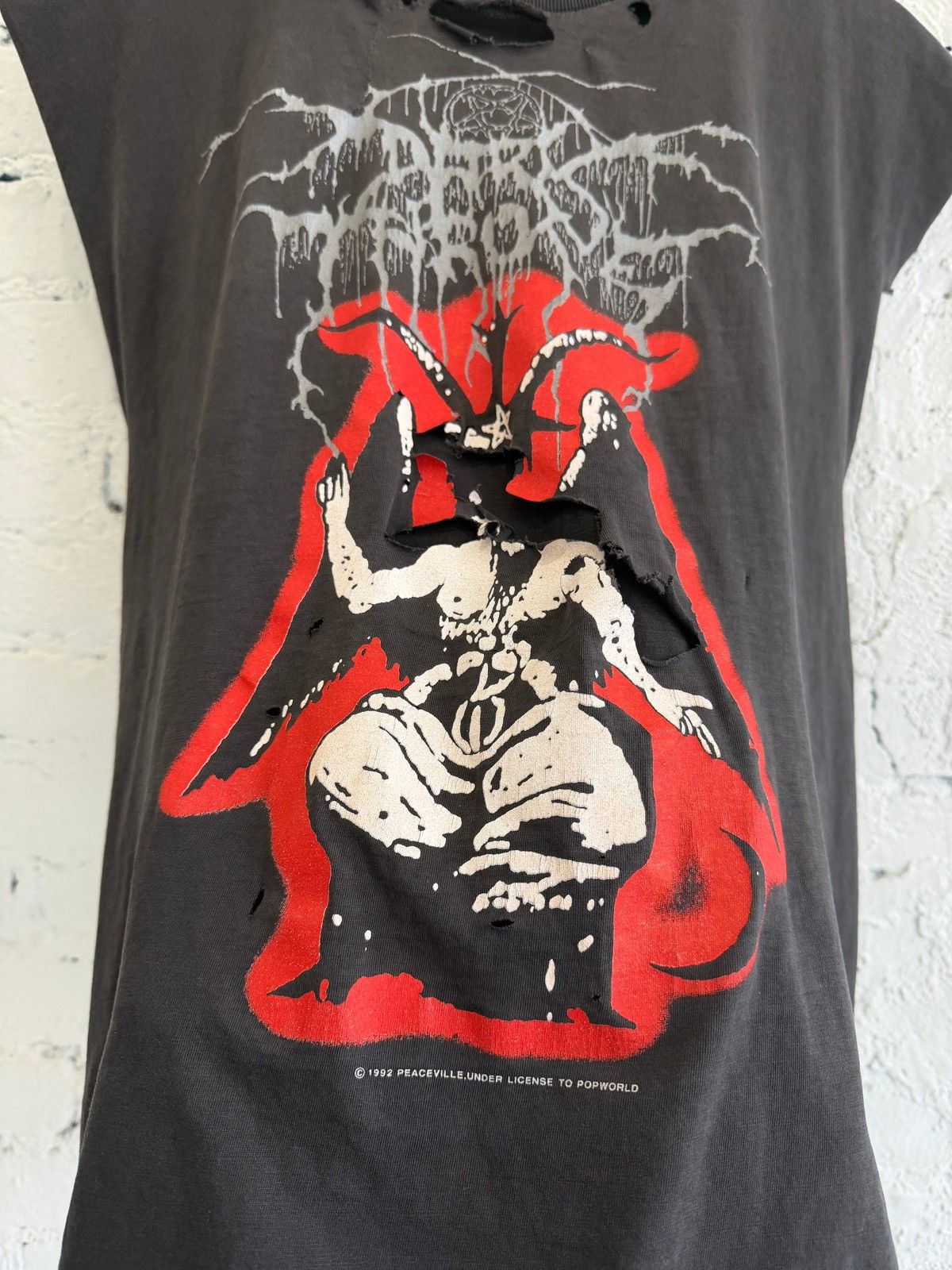 Vintage 1992 DARK THRONE ‘AS WOLFS AMONG SHEEP’ CUTOFF Size US XL / EU 56 / 4 - 2 Thumbnail