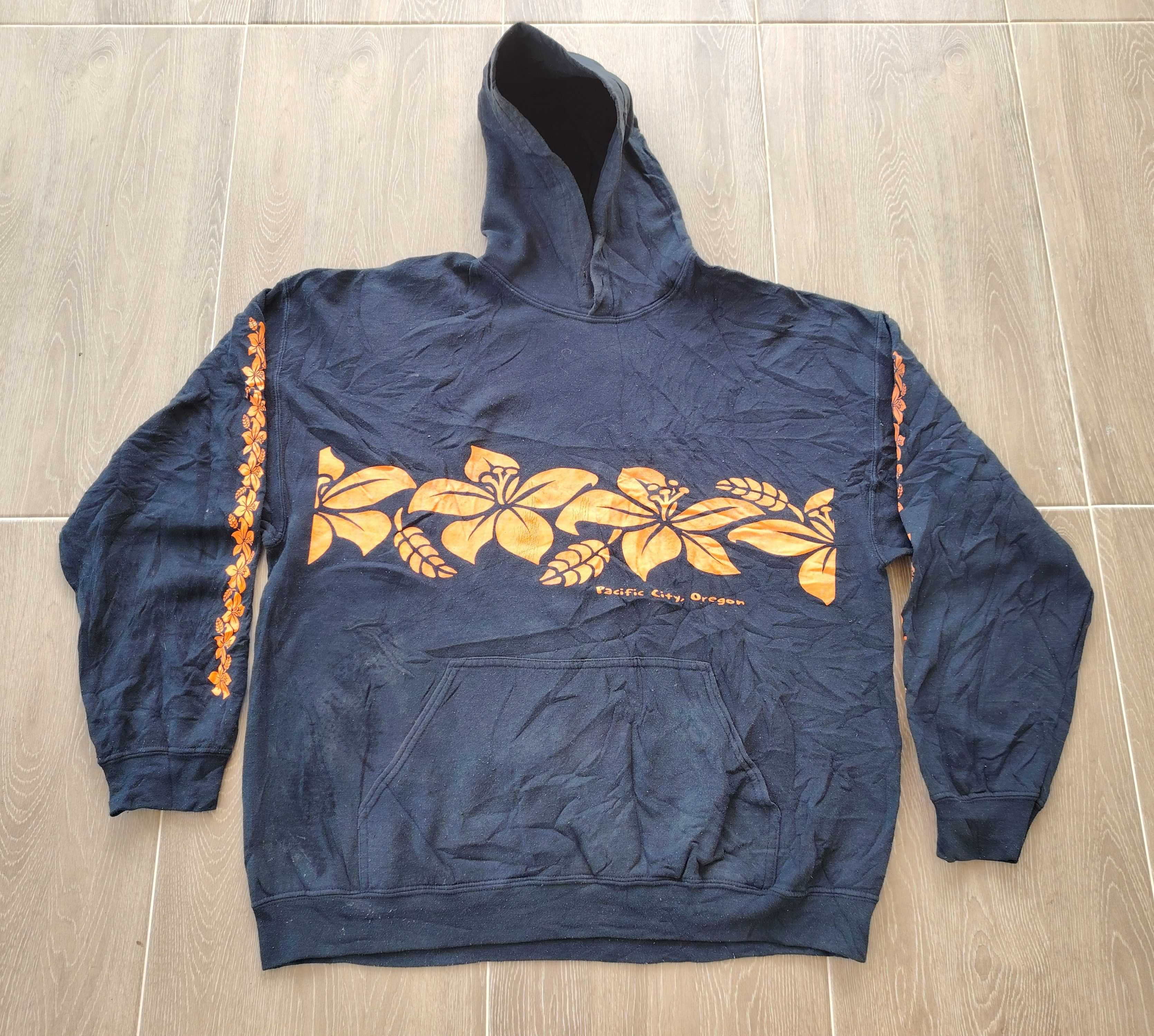 Gildan Vintage Pasific City Hawaii Navy Boxy Baggy Hoodie Size US XXL / EU 58 / 5 - 3 Thumbnail