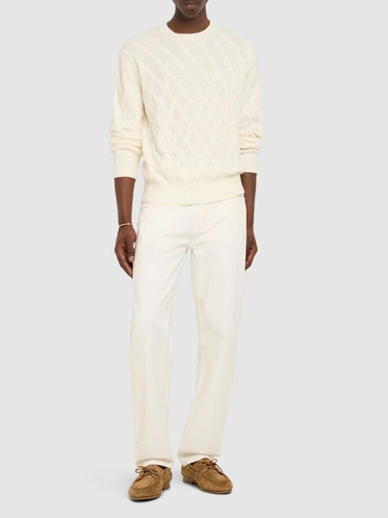 Z Zegna o1lsvrm0525 Design Cotton Crewneck Sweater in White Size US L / EU 52-54 / 3 - 3 Thumbnail
