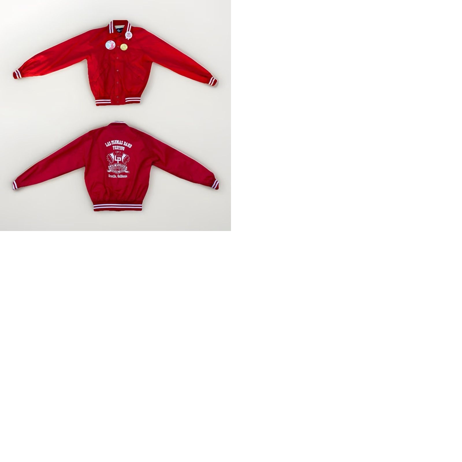 Vintage VINTAGE Sexton Las Plumas Band Jacket M Red 1980s Thunderbirds Oroville CA Pins Mens Bomber Jacket Size US M / EU 48-50 / 2 - 12 Thumbnail