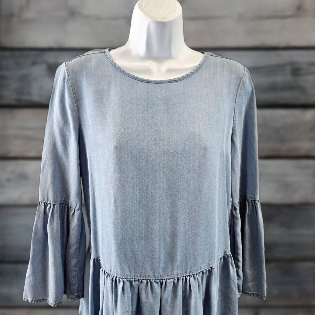 Vintage Beach Lunch Lounge Womens Blouse XS Chambray Solid Blue 3/4 Sleeve Shirt Womens XS Blue Holiday 3/4 Sleeve Size XS / US 0-2 / IT 36-38 - 1 Thumbnail
