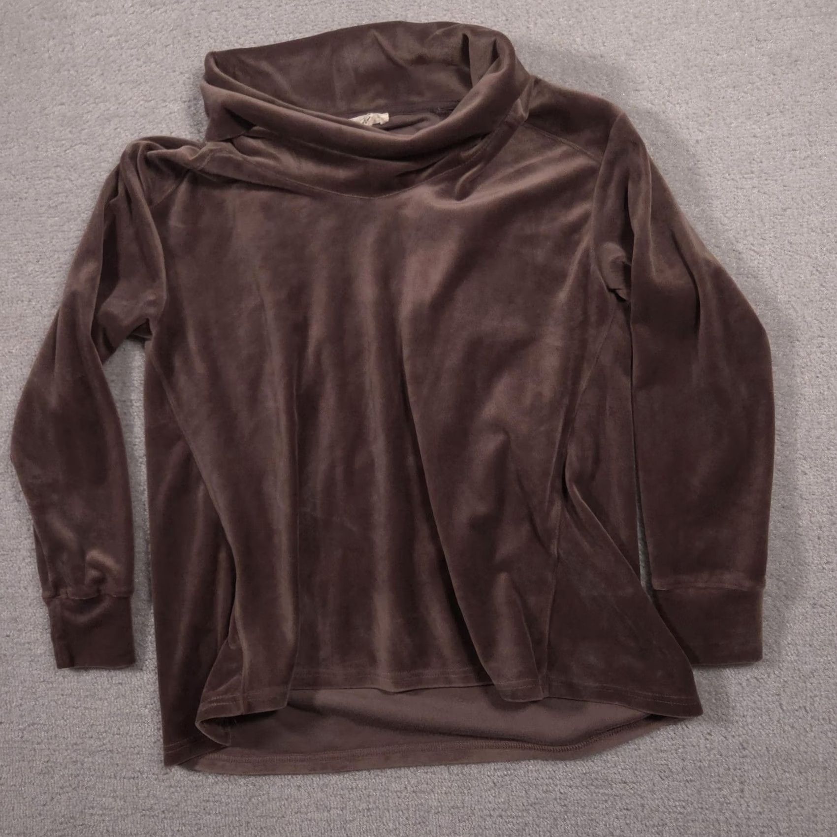 Velour Jane And Delancey Shirt Womens Medium Brown Velour Cowl Neck Long Sleeve Top Size M / US 6-8 / IT 42-44 - 3 Thumbnail