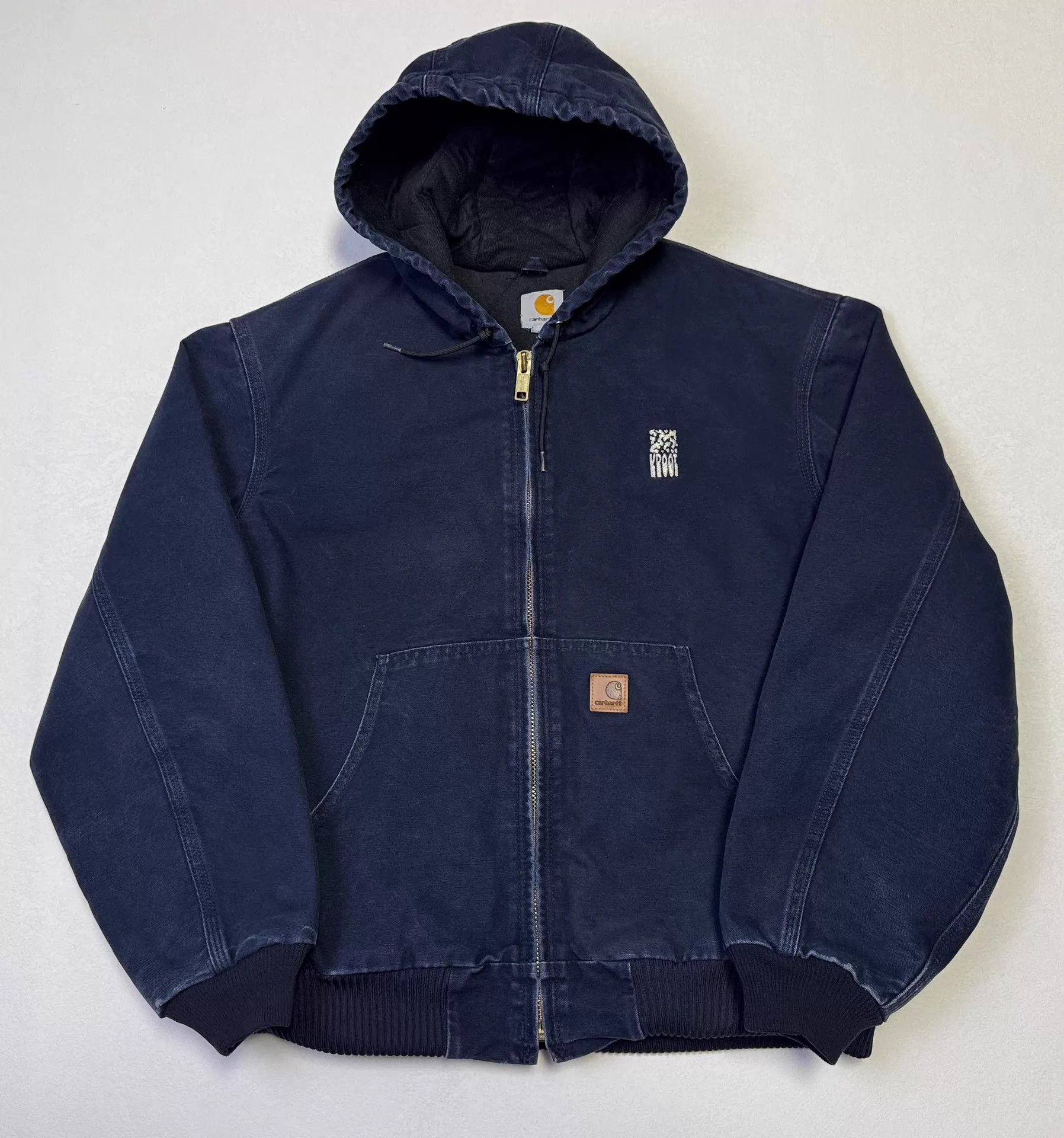 Carhartt Vintage Carhartt J130 Hooded Work Jacket M Blue L Size US L / EU 52-54 / 3 - 2 Thumbnail
