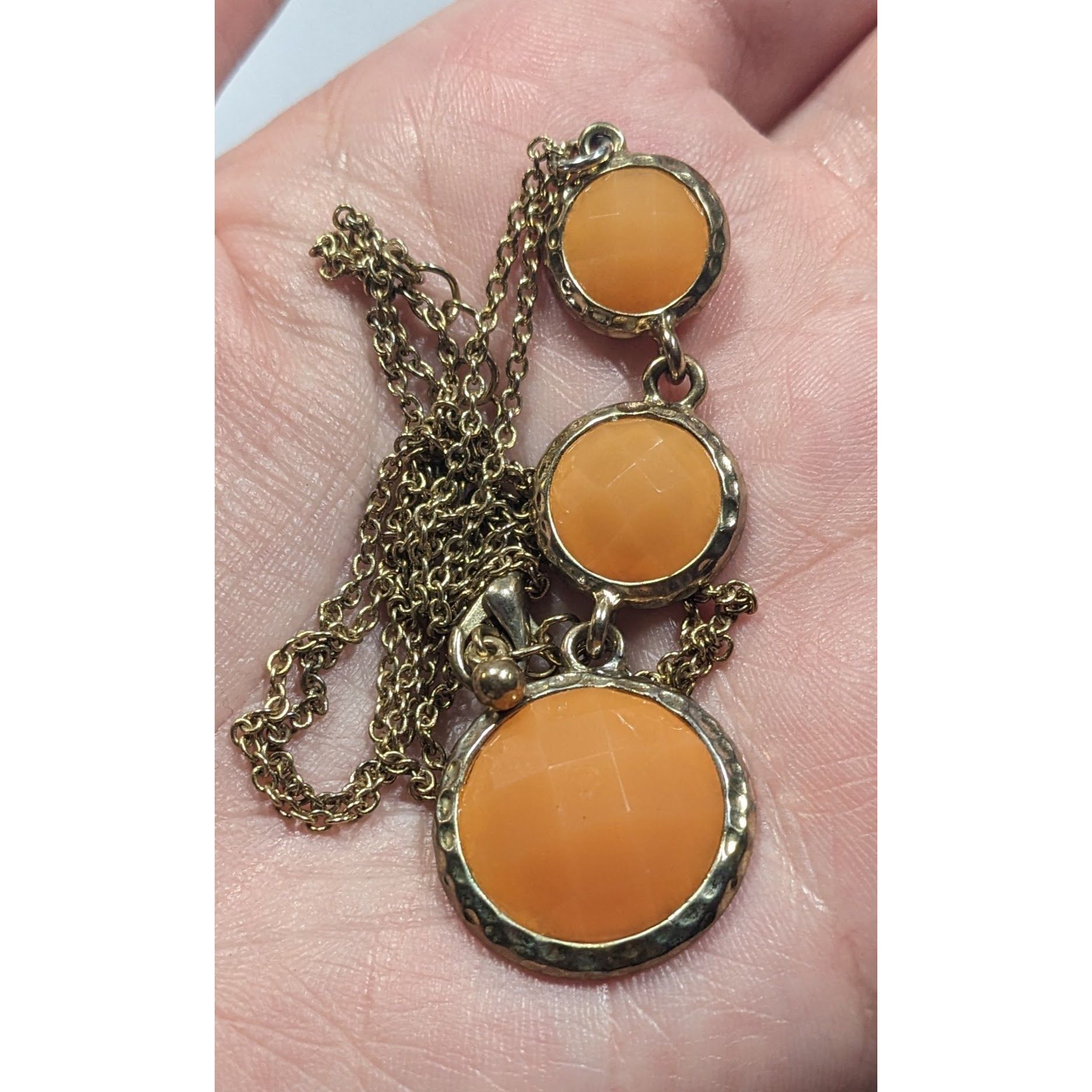 Other Funky Orange And Gold Tone Gemmed Graduated Pendant Necklace Size ONE SIZE - 7 Thumbnail