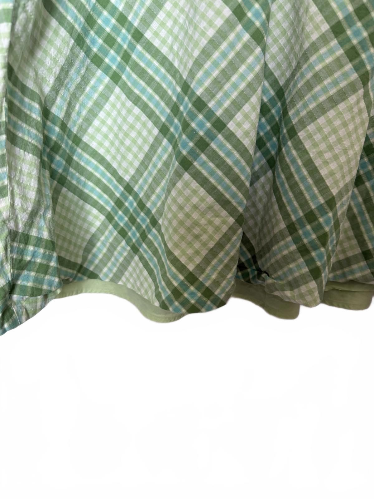Designer Vintage Retro 70s style Green Plaid Strapless Dress Size M / US 6-8 / IT 42-44 - 5 Thumbnail
