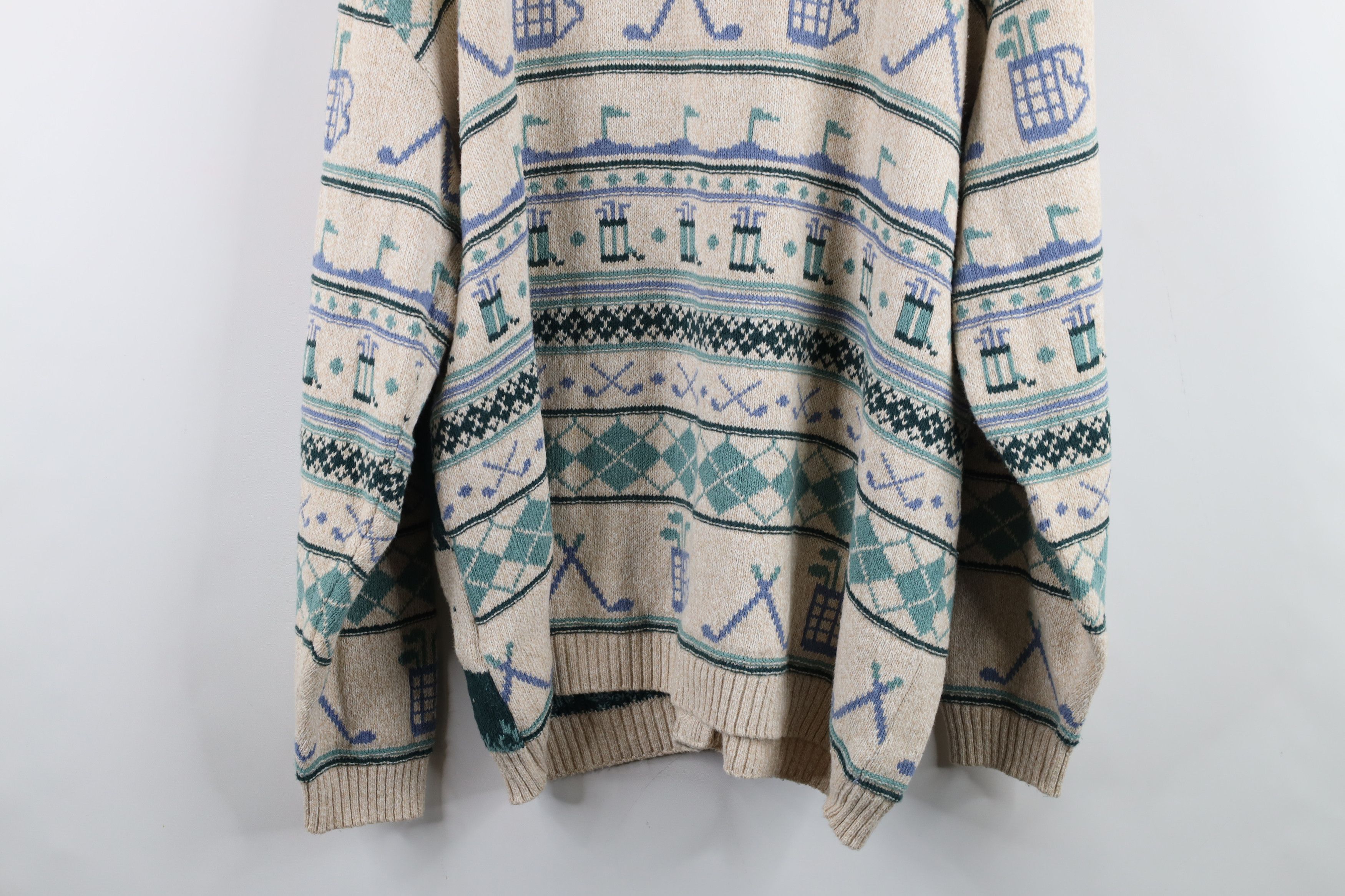 Vintage Vintage 90s Streetwear Golf All Over Print Cardigan Sweater Size L / US 10 / IT 46 - 12 Thumbnail