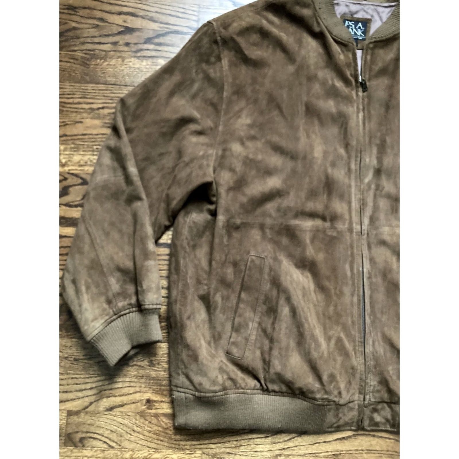 Jos. A. Bank Jos A Bank Leather Bomber Jacket Wool Trim Mens 2XL LONG Full Zip Brown Lined Jacket Size US XXL / EU 58 / 5 - 2 Thumbnail