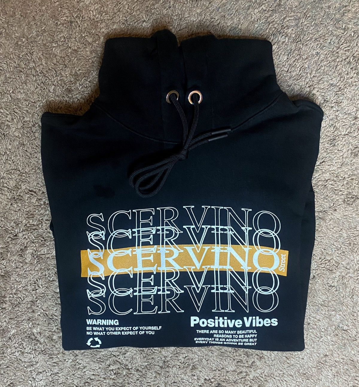 image of Ermanno Scervino Brand Logo Hoodie in Black/Gold, Men's (Size Large)