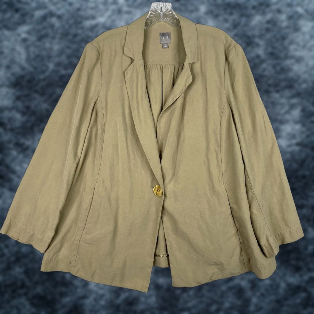 J. Jill J. Jill Blazer Jacket Women XL Tan One Button Pockets Classic Boho Designer Size XL / US 12-14 / IT 48-50 - 1 Thumbnail