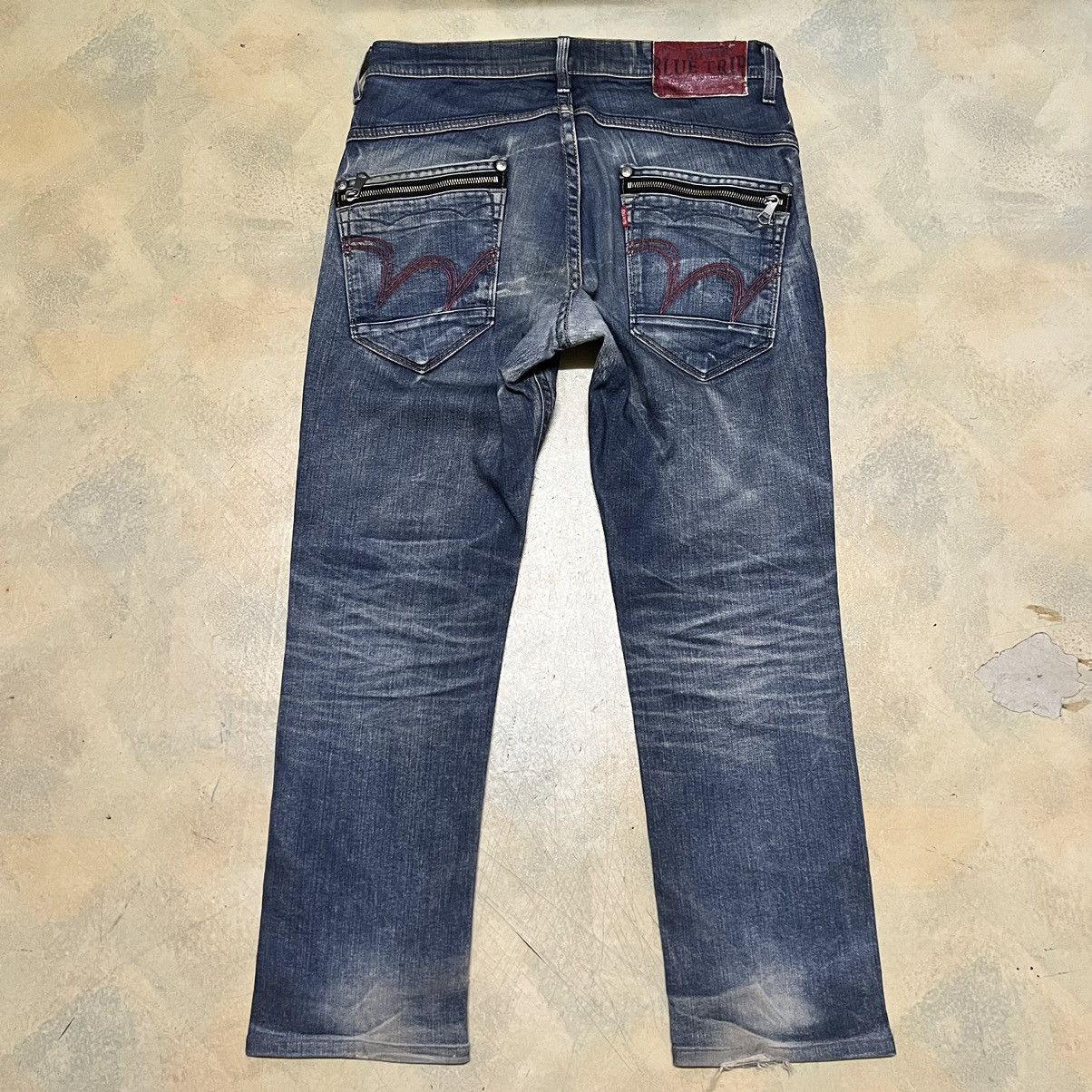 Edwin Edwin Blue Trip Distressed Design Denim Jeans Size US 33 - 2 Thumbnail