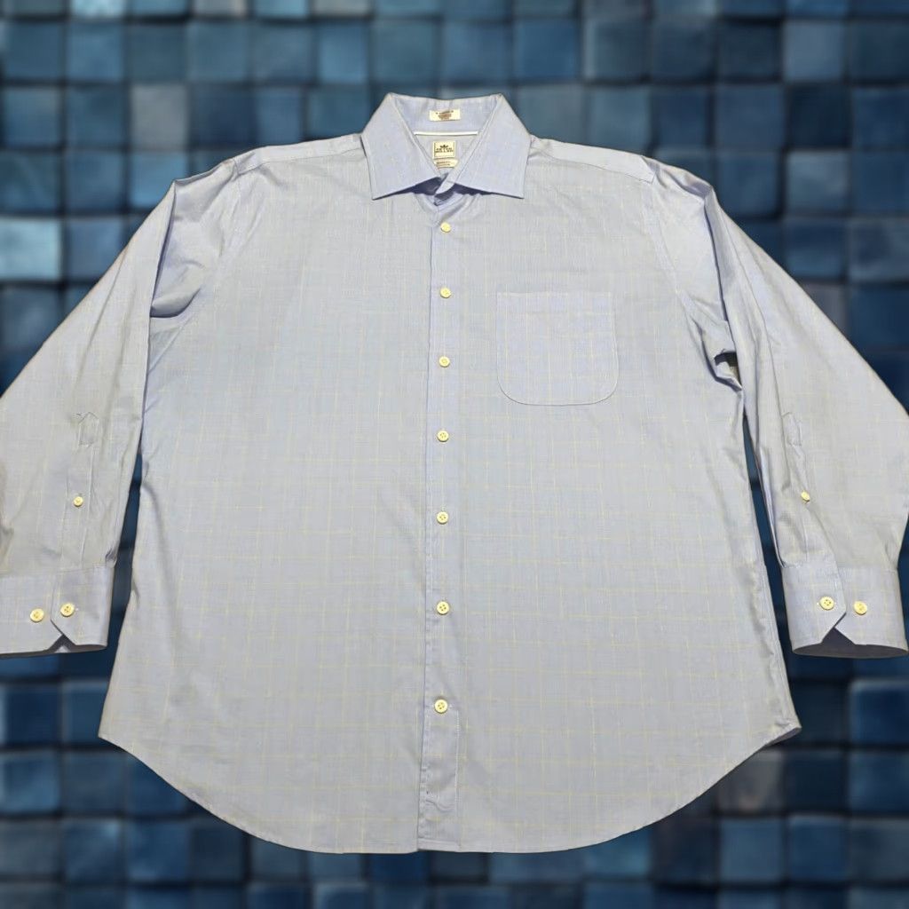 Peter Millar Peter Millar Shirt Mens 16.5 Blue Plaid Long Sleeve Button Front Cotton Nanoluxe Size US XL / EU 56 / 4 - 1 Thumbnail