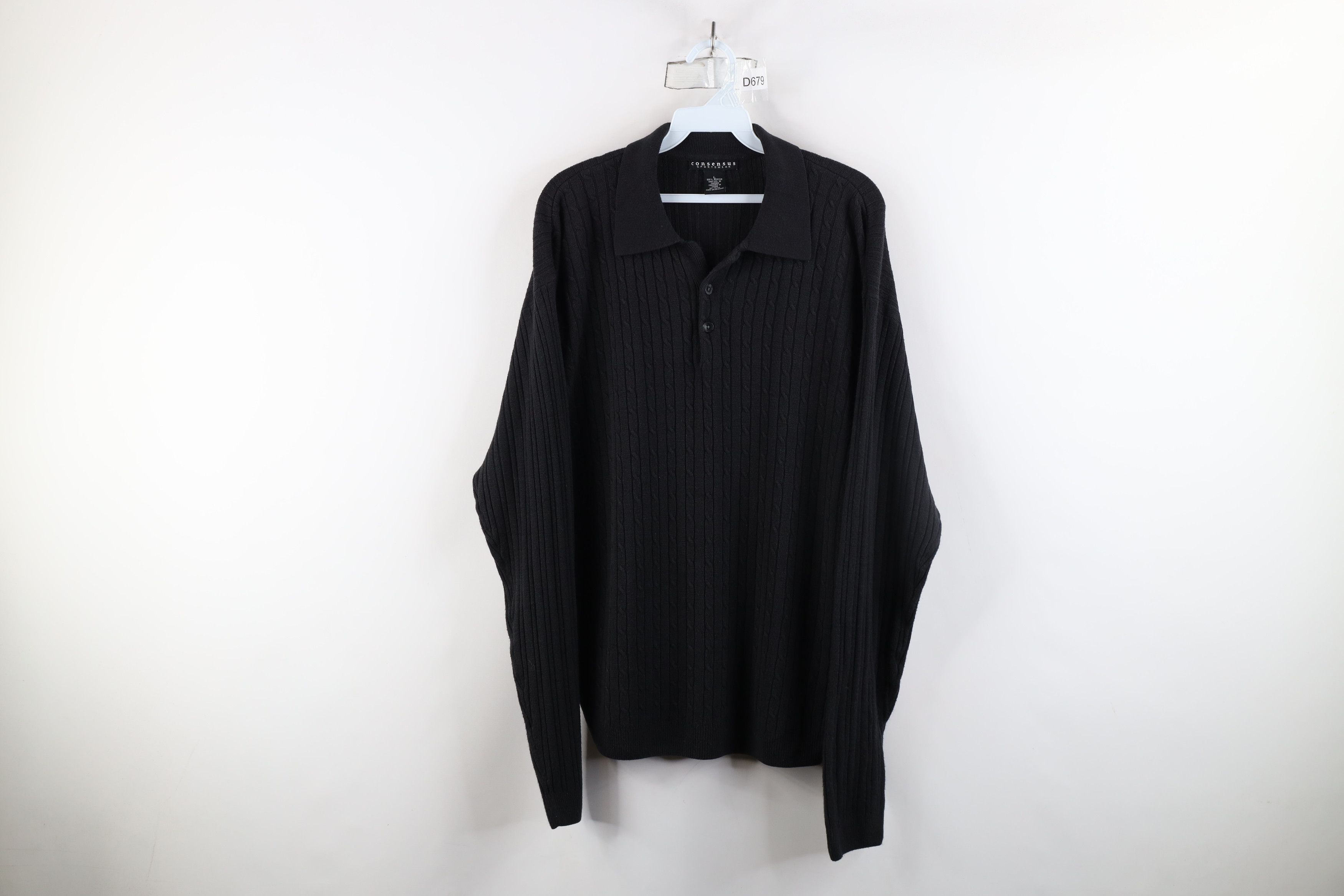 Vintage Vintage 90s Streetwear Soft Cable Knit Collared Sweater Size US L / EU 52-54 / 3 - 1 Thumbnail