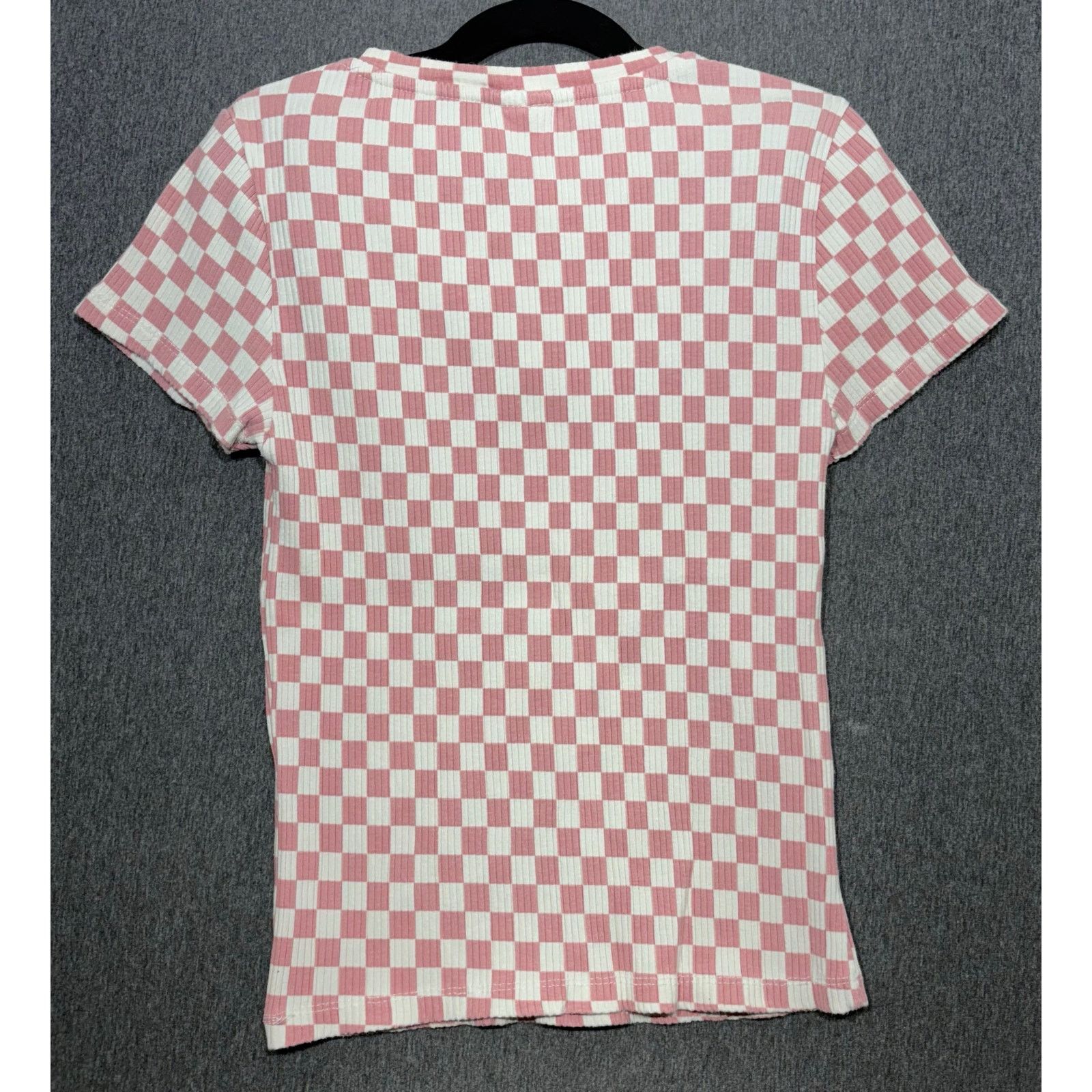 Zara ZARA | Girl's Youth Pink White Checkered T-Shirt | 13-14 Size XL / US 12-14 / IT 48-50 - 2 Thumbnail