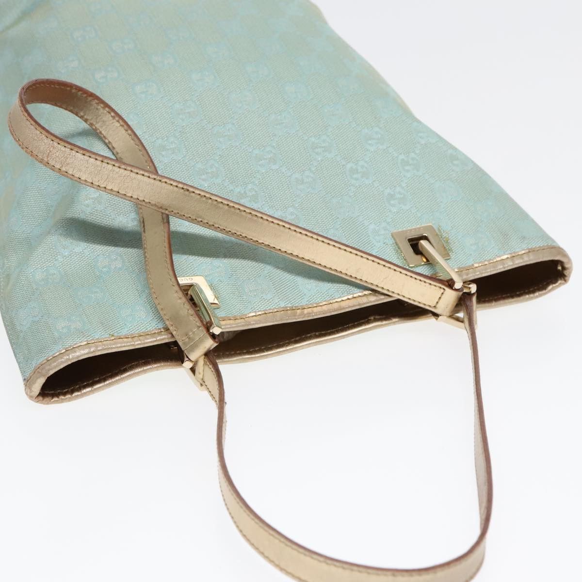 Gucci GUCCI GG Canvas Tote Bag Light Blue Gold 002 002 Size ONE SIZE - 5 Thumbnail