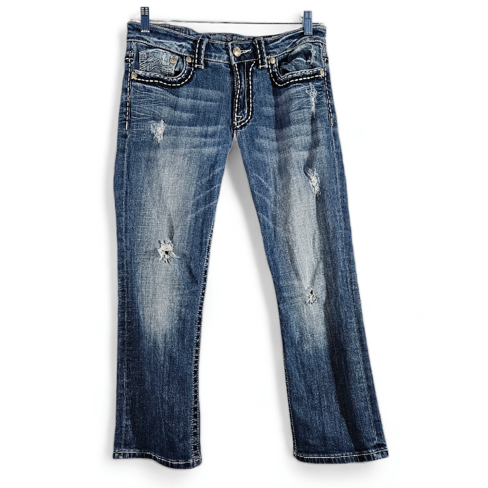 Miss Me Y2K Miss Me Women Junior Boyfriend Crop Jeans Sz. 27x25 Blue Size 27" / US 4 / IT 40 - 2 Thumbnail